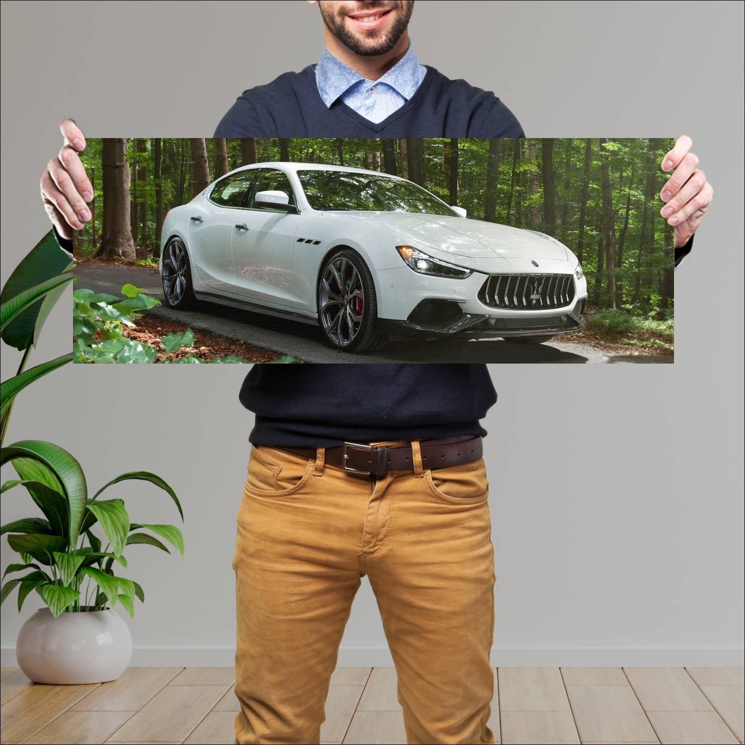 Cuadro grande 30x80cm 2018 maserati ghibli granspo 285 Maserati