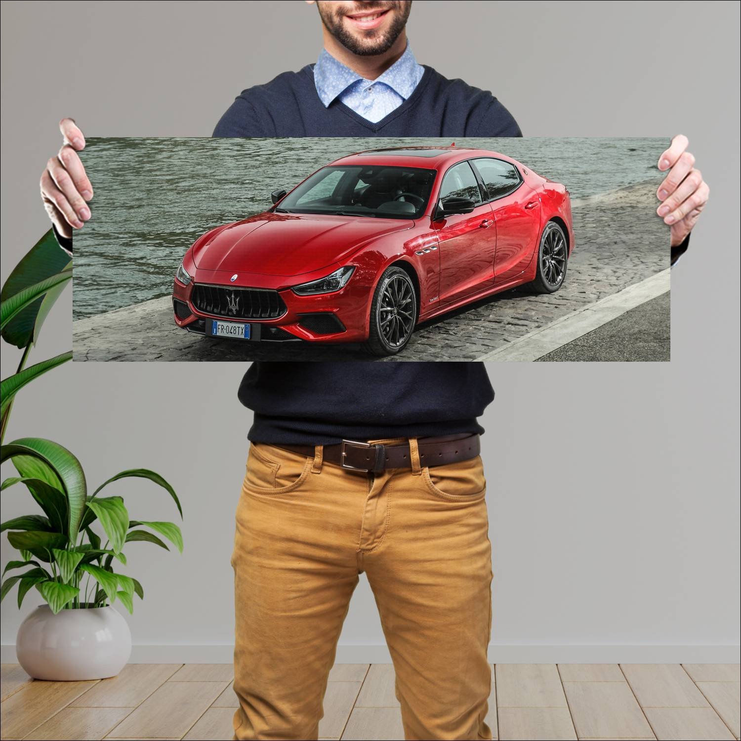 Cuadro grande 30x80cm 2018 maserati ghibli granspo 287 Maserati