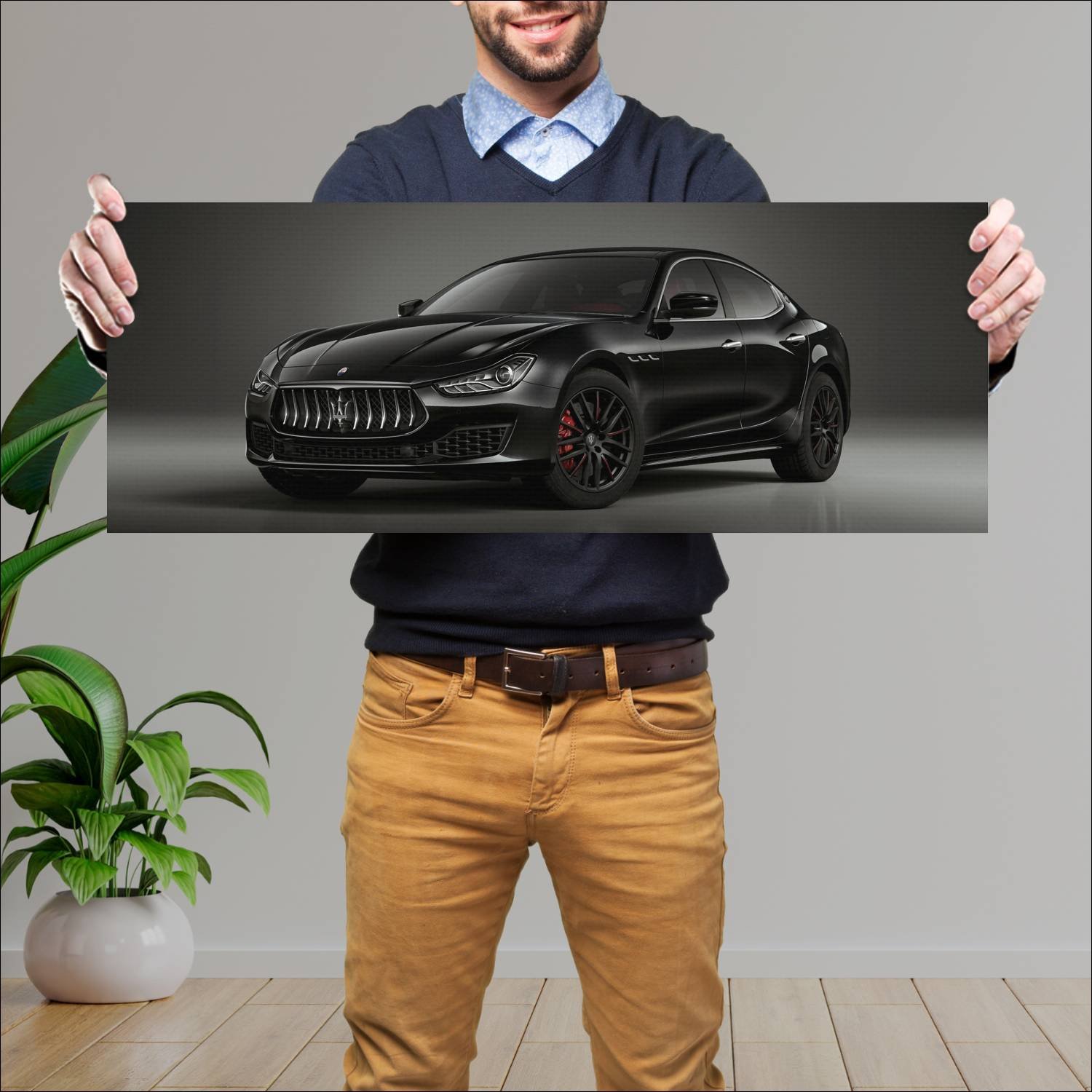 Cuadro grande 30x80cm 2018 maserati ghibli ribelle 288 Maserati