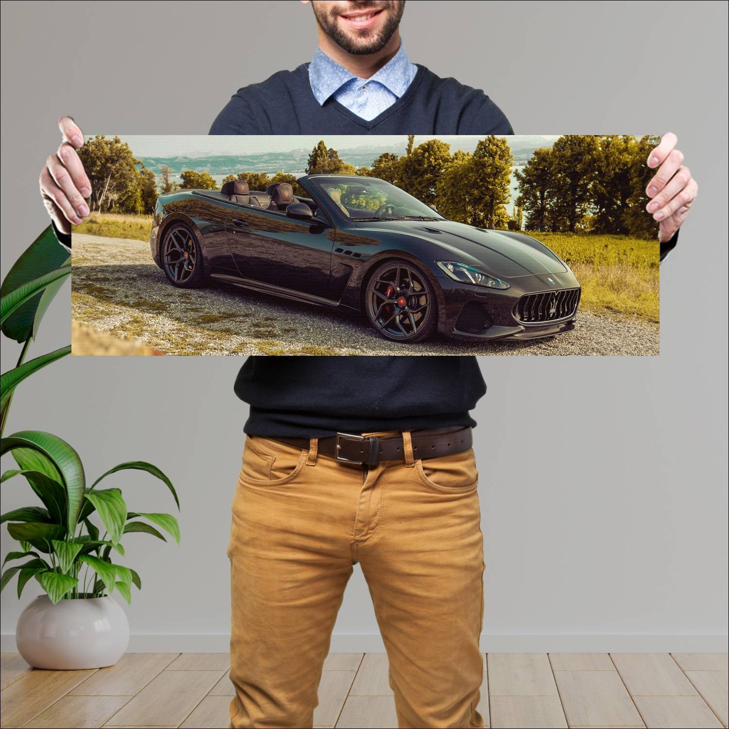 Cuadro grande 30x80cm 2018 maserati grancabrio mc 289 Maserati