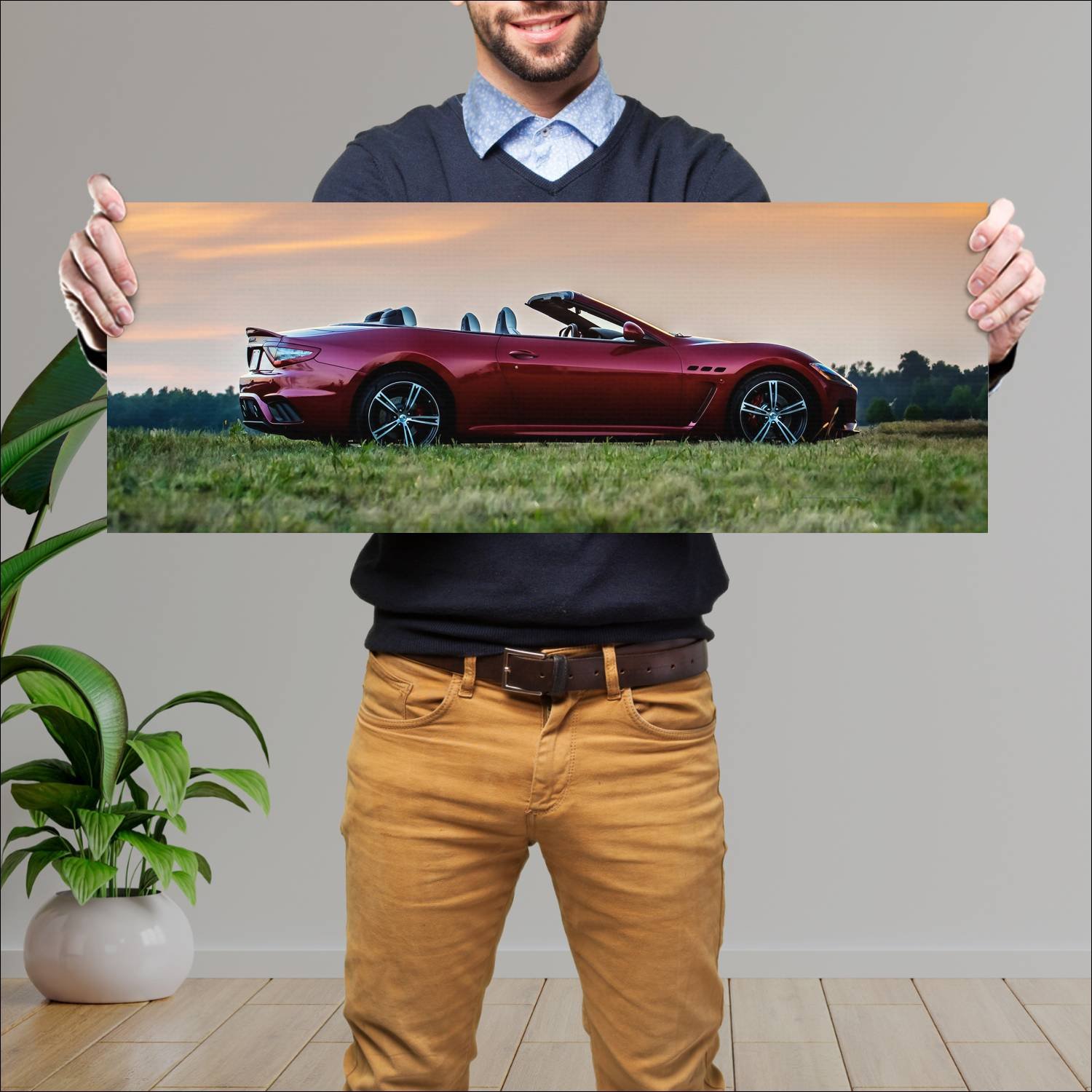 Cuadro grande 30x80cm 2018 maserati granturismo mc 292 Maserati