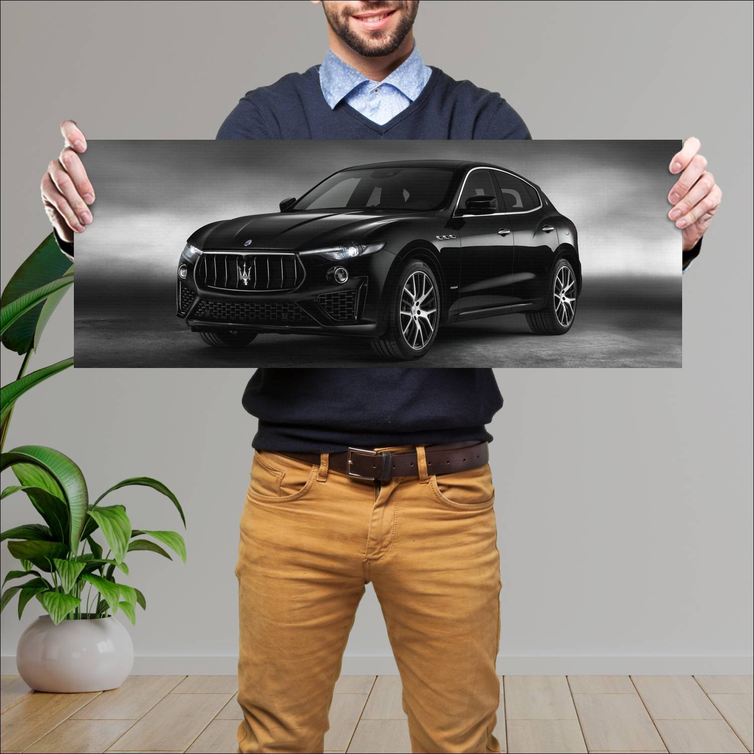 Cuadro grande 30x80cm 2018 maserati levante gransp 295 Maserati