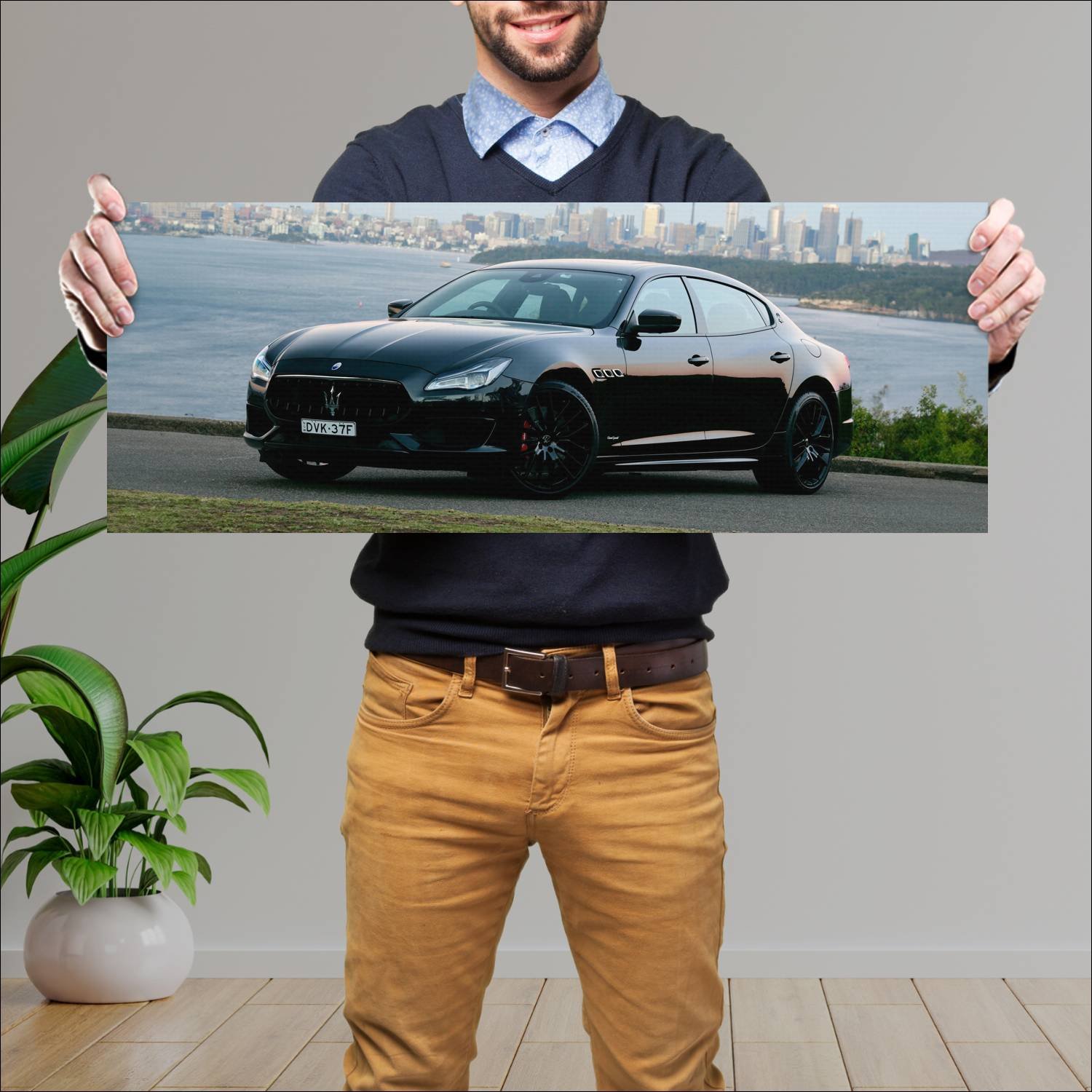 Cuadro grande 30x80cm 2018 maserati quattroporte g 299 Maserati