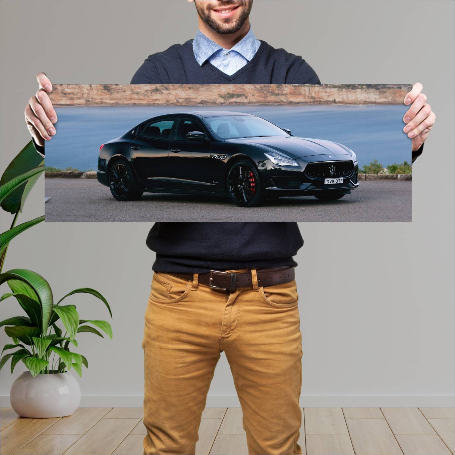 Cuadro grande 30x80cm 2018 maserati quattroporte g 300 Maserati