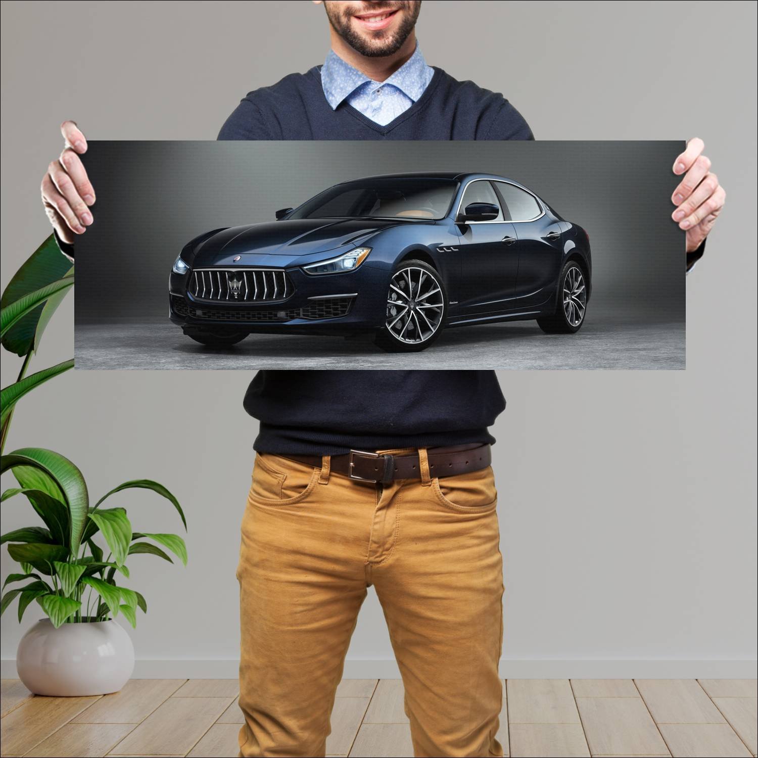 Cuadro grande 30x80cm 2019 maserati ghibli granlus 303 Maserati