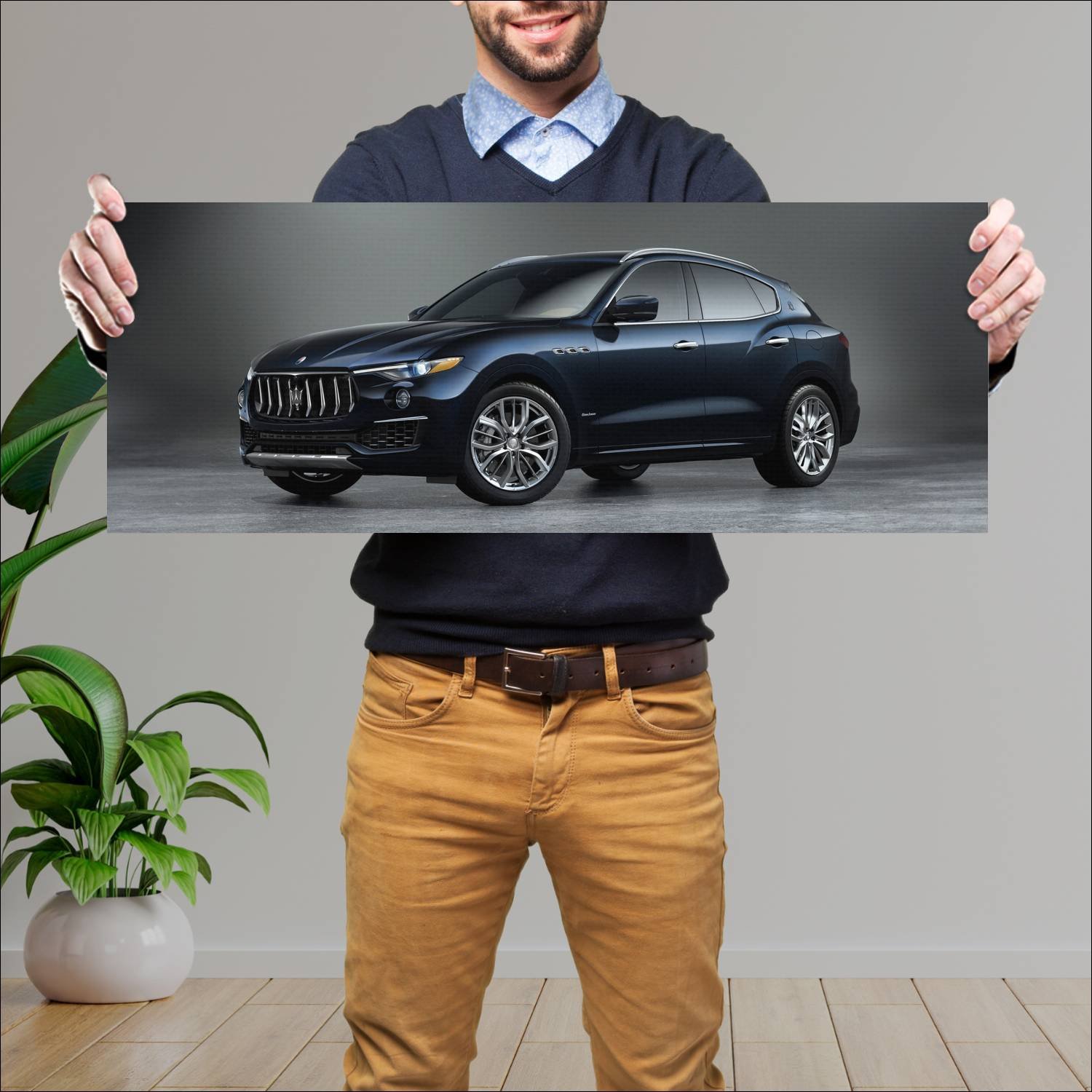 Cuadro grande 30x80cm 2019 maserati levante granlu 307 Maserati
