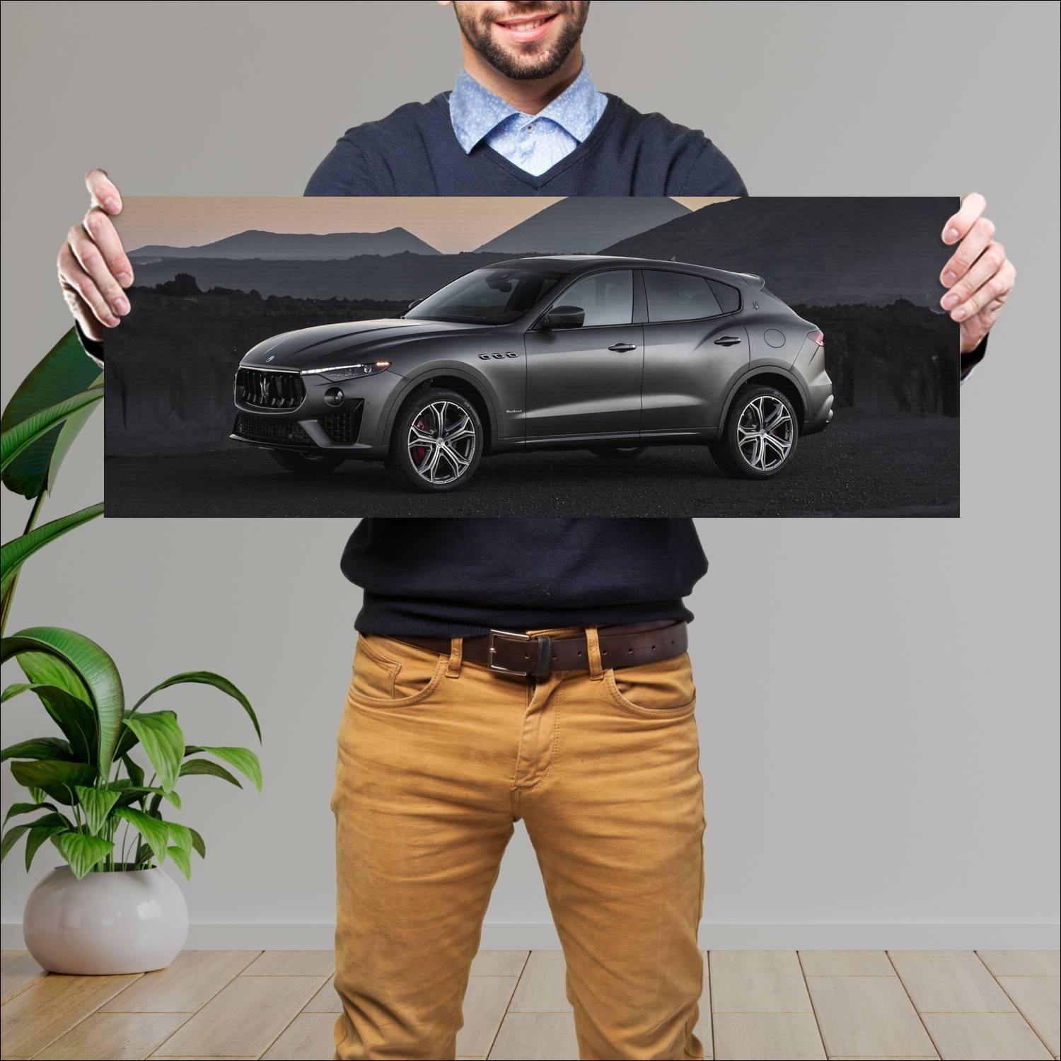 Cuadro grande 30x80cm 2019 maserati levante gransp 309 Maserati