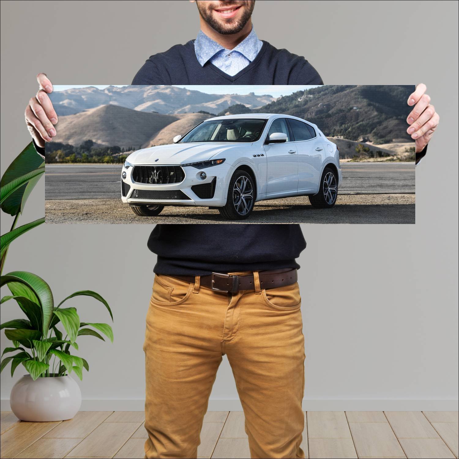 Cuadro grande 30x80cm 2019 maserati levante gts us 311 Maserati
