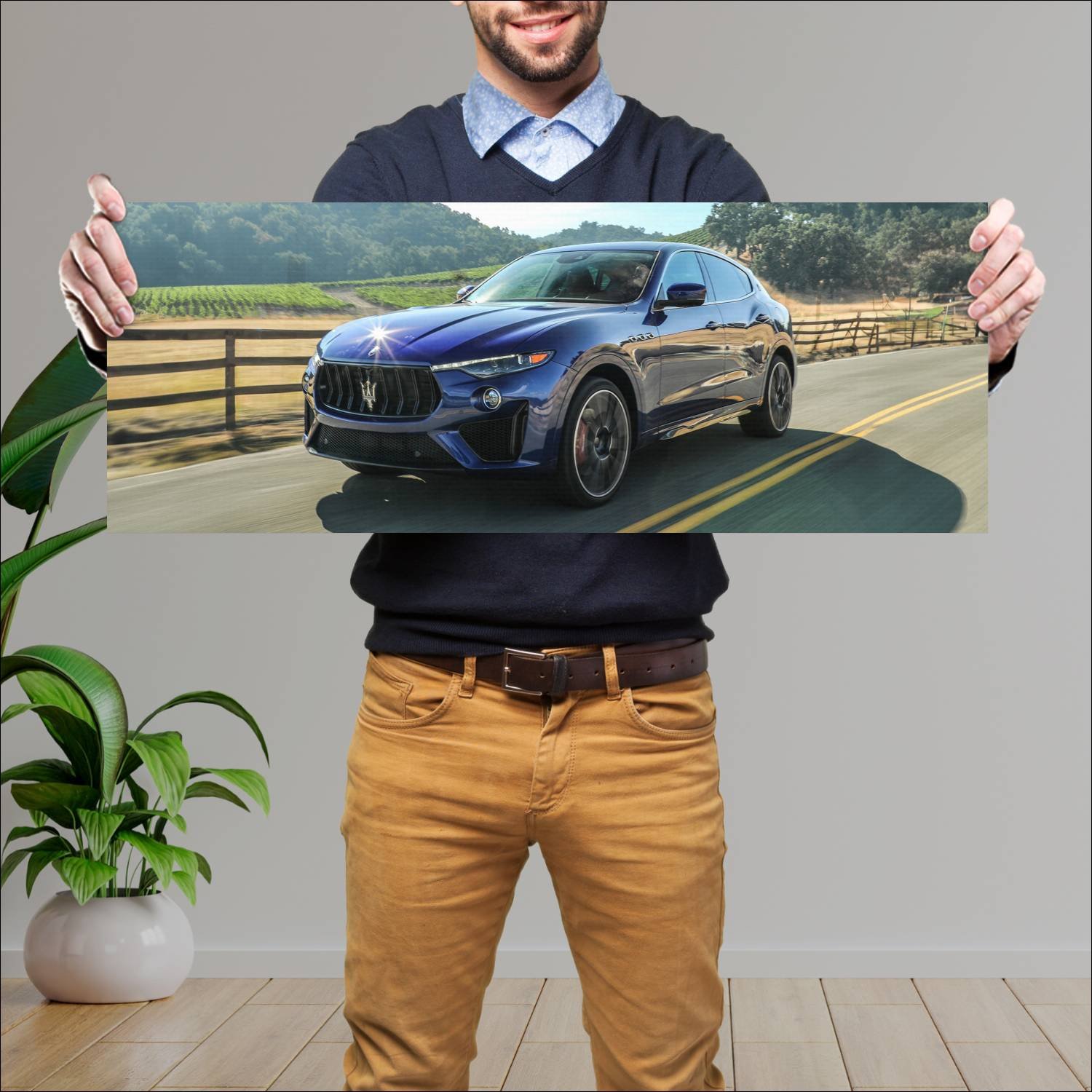 Cuadro grande 30x80cm 2019 maserati levante trofeo 314 Maserati