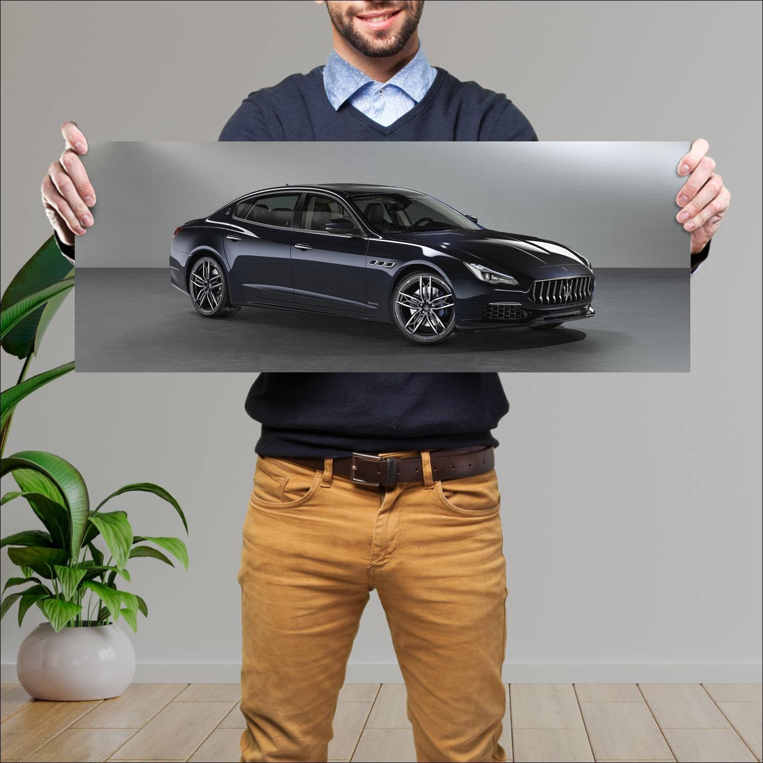Cuadro grande 30x80cm 2019 maserati quattroporte g 315 Maserati