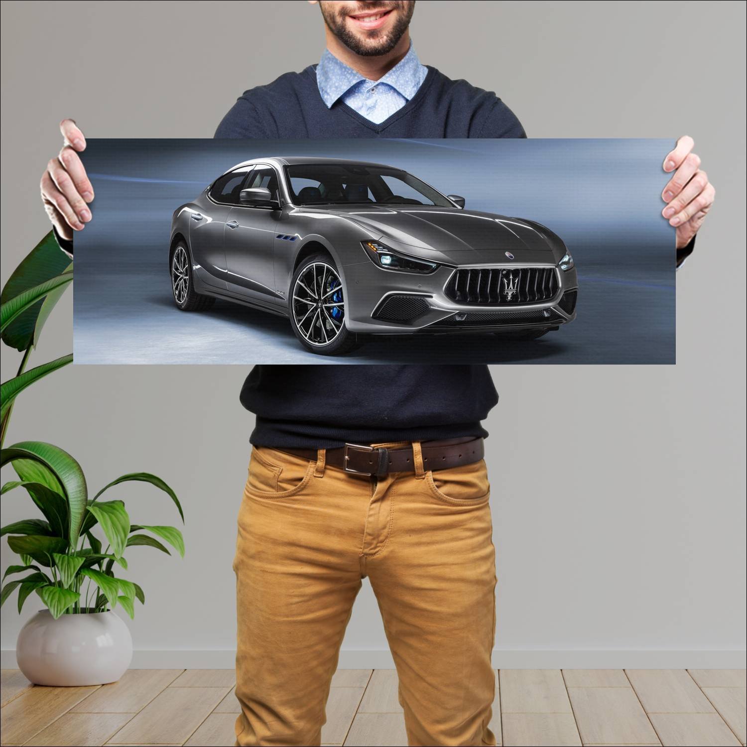 Cuadro grande 30x80cm 2020 maserati ghibli granspo 318 Maserati