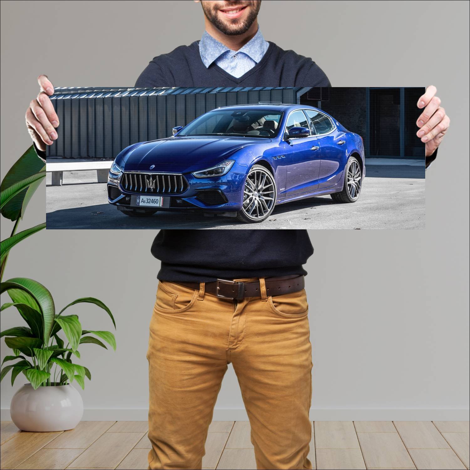 Cuadro grande 30x80cm 2020 maserati ghibli granspo 319 Maserati