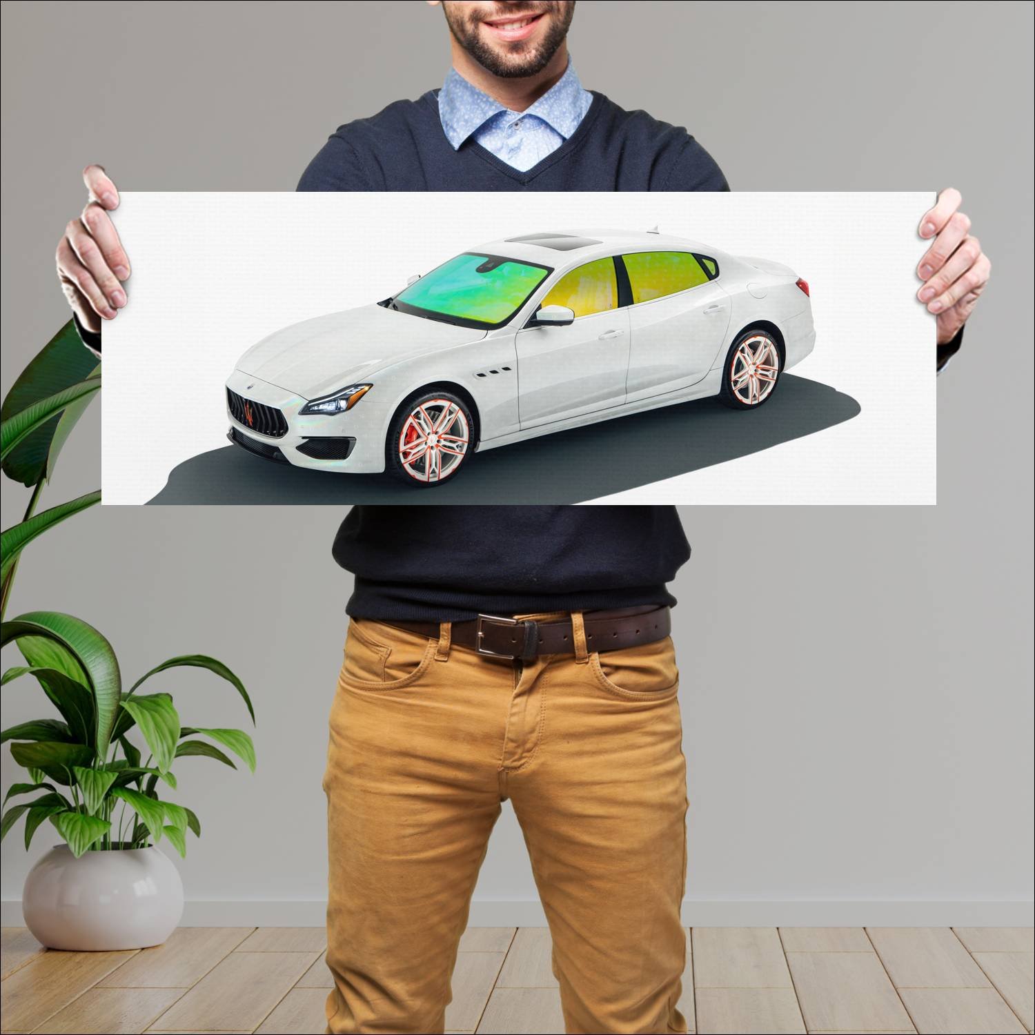 Cuadro grande 30x80cm 2020 maserati quattroporte t 339 Maserati