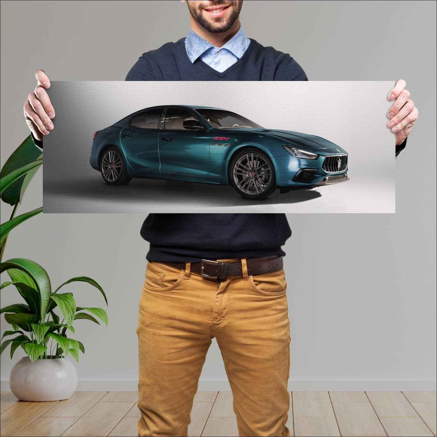 Cuadro grande 30x80cm 2023 maserati ghibli 334 ult 370 Maserati