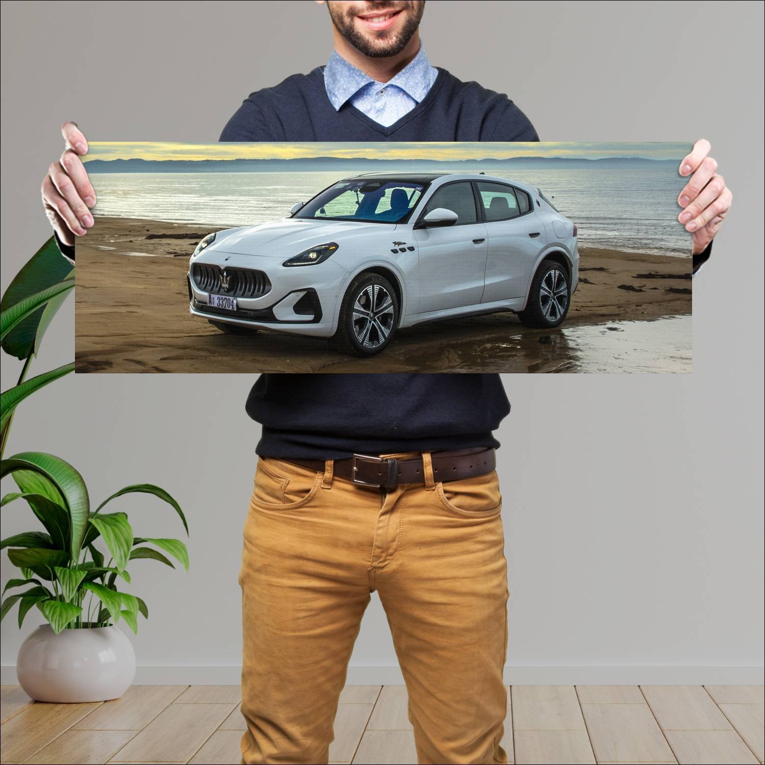 Cuadro grande 30x80cm 2023 maserati grecale folgor 379 Maserati