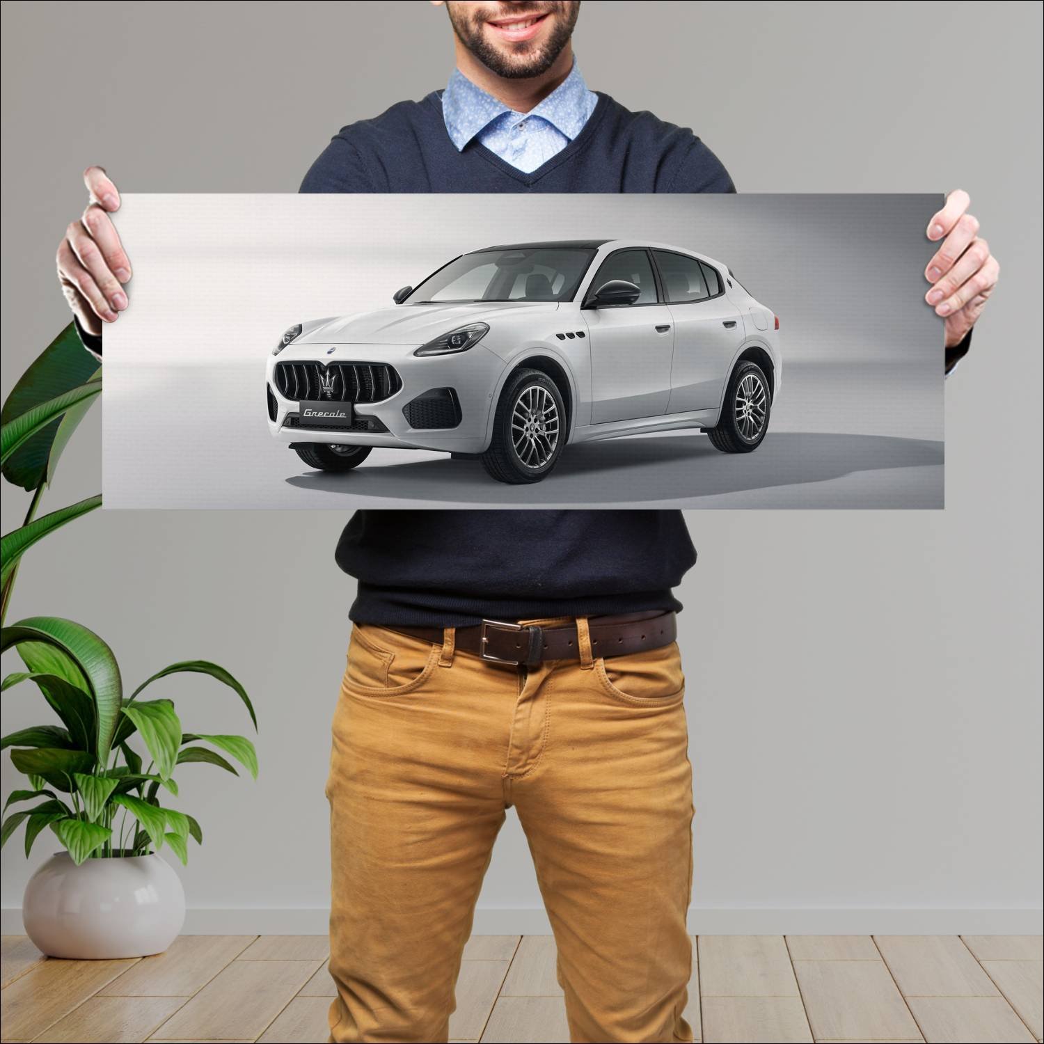 Cuadro grande 30x80cm 2023 maserati grecale neriss 380 Maserati