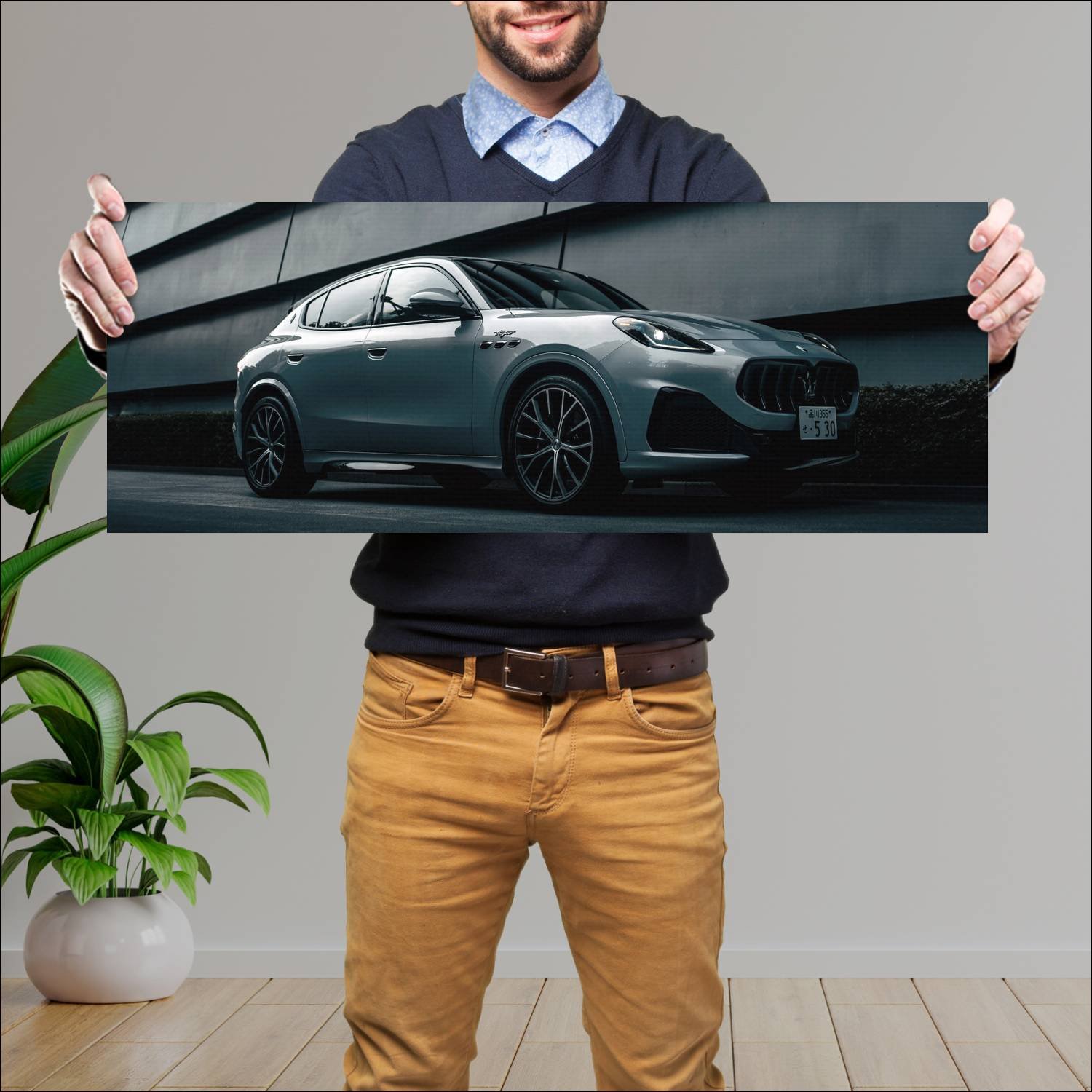 Cuadro grande 30x80cm 2023 maserati grecale trofeo 381 Maserati