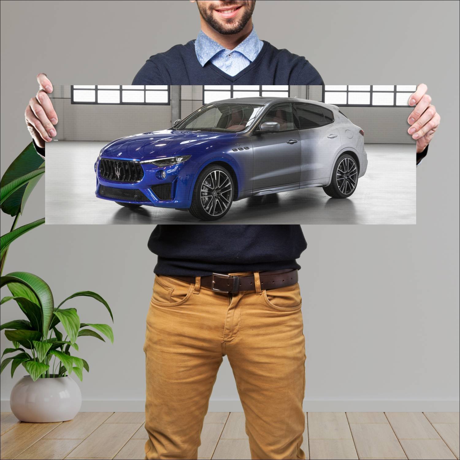 Cuadro grande 30x80cm 2023 maserati levante trofeo 384 Maserati