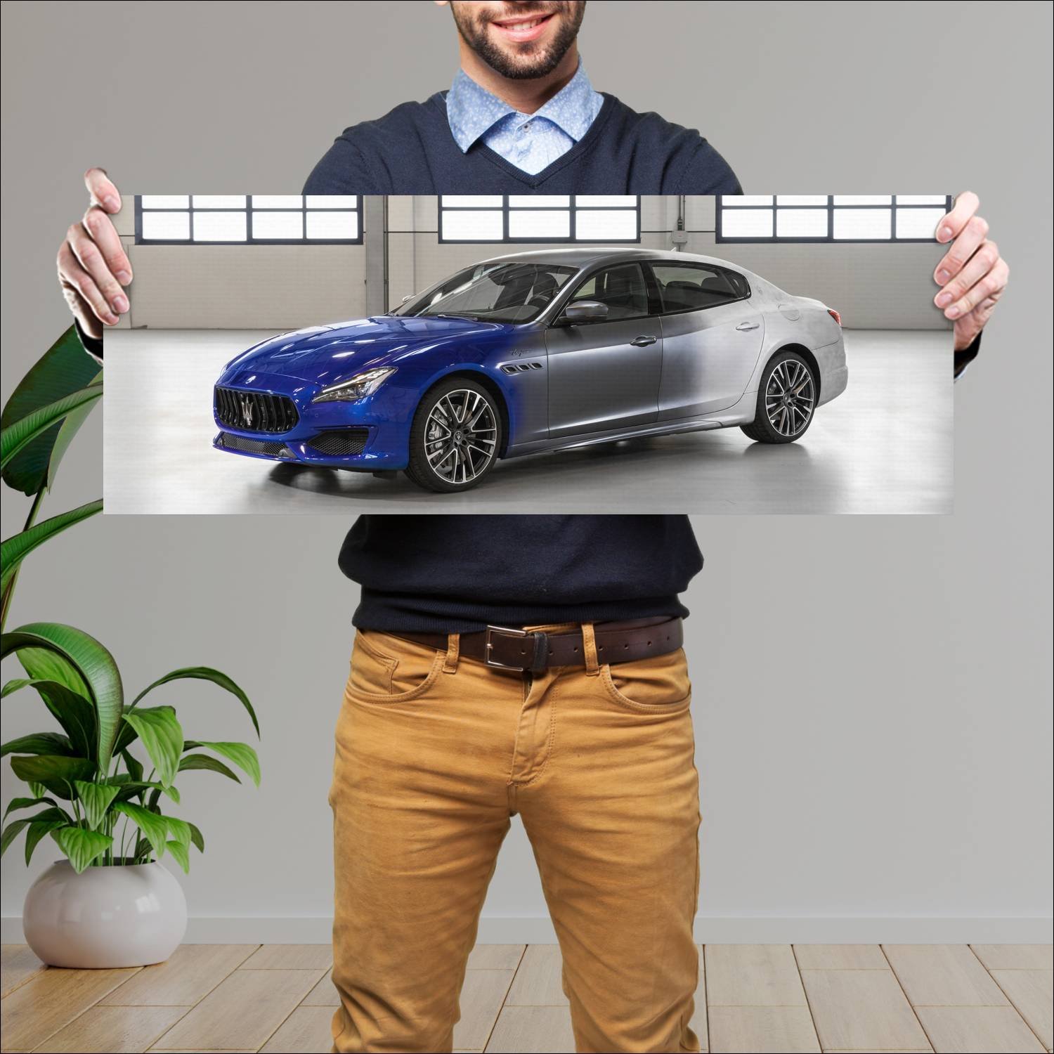 Cuadro grande 30x80cm 2023 maserati quattroporte t 392 Maserati