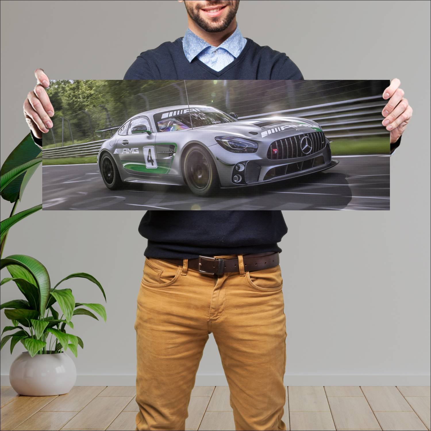 Cuadro grande 30x80cm 2017 mercedes amg gt4 auto 816 Mercedes Benz