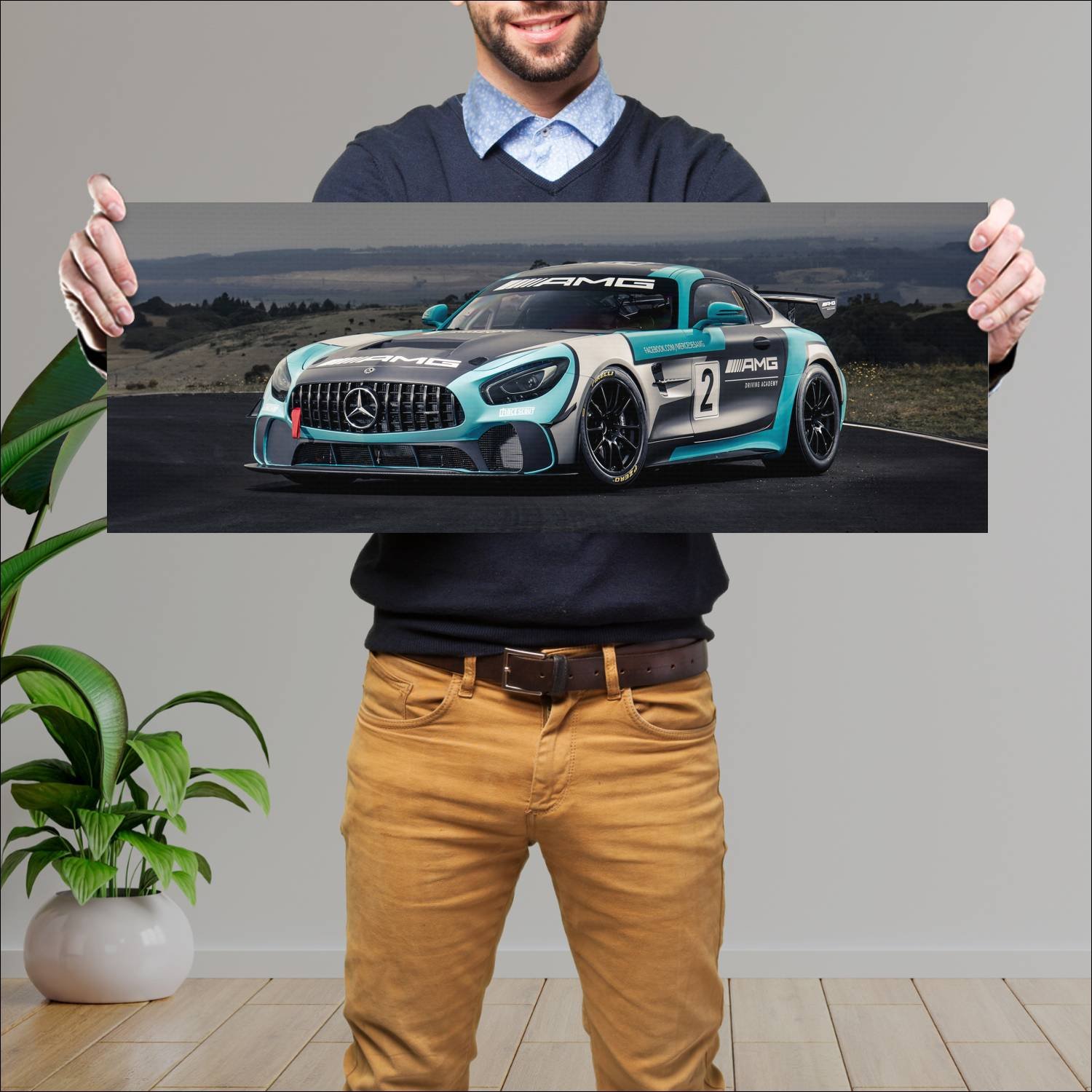 Cuadro grande 30x80cm 2017 mercedes amg gt4 auto 817 Mercedes Benz