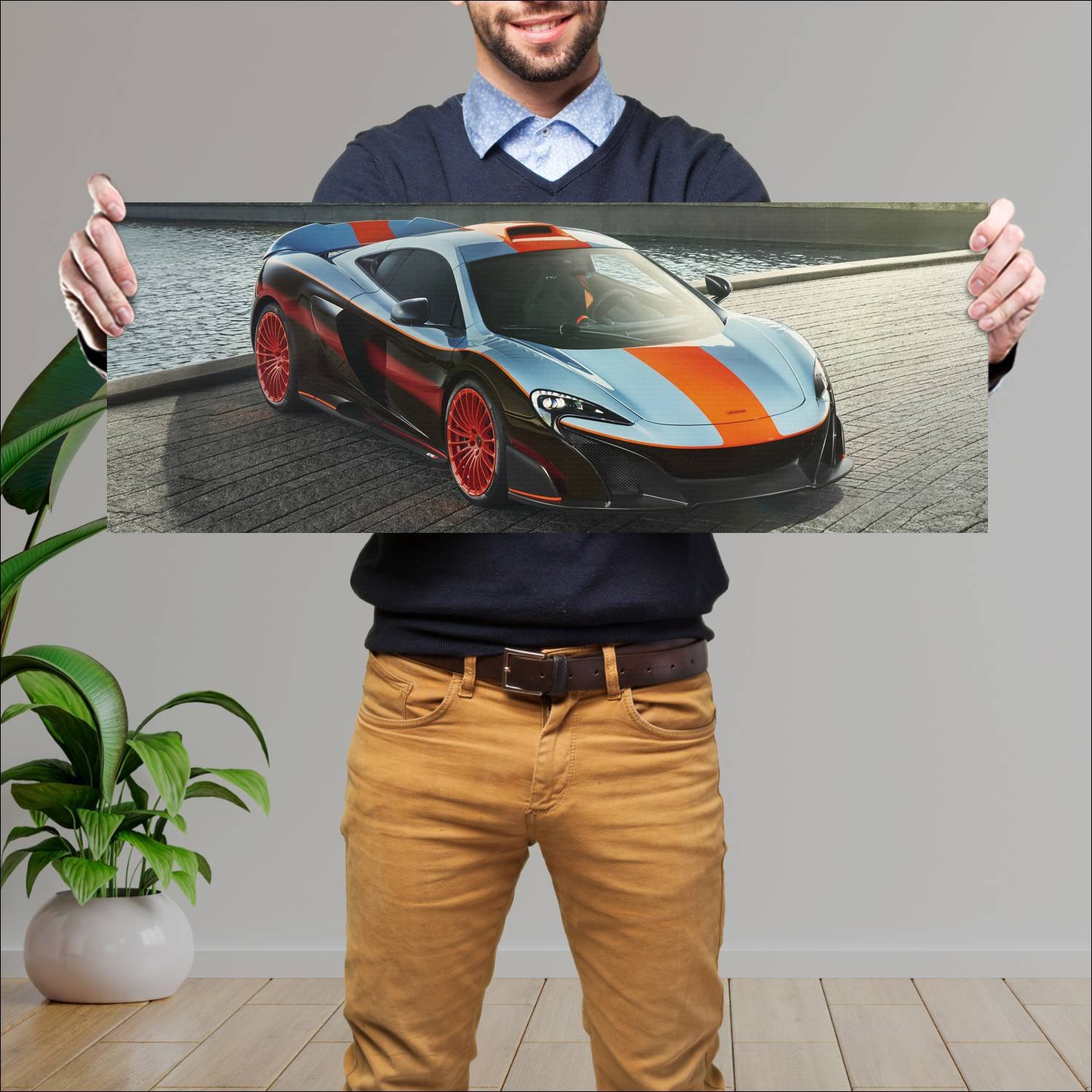 Cuadro grande 30x80cm 2018 mclaren 675lt gulf raci 233 McLaren