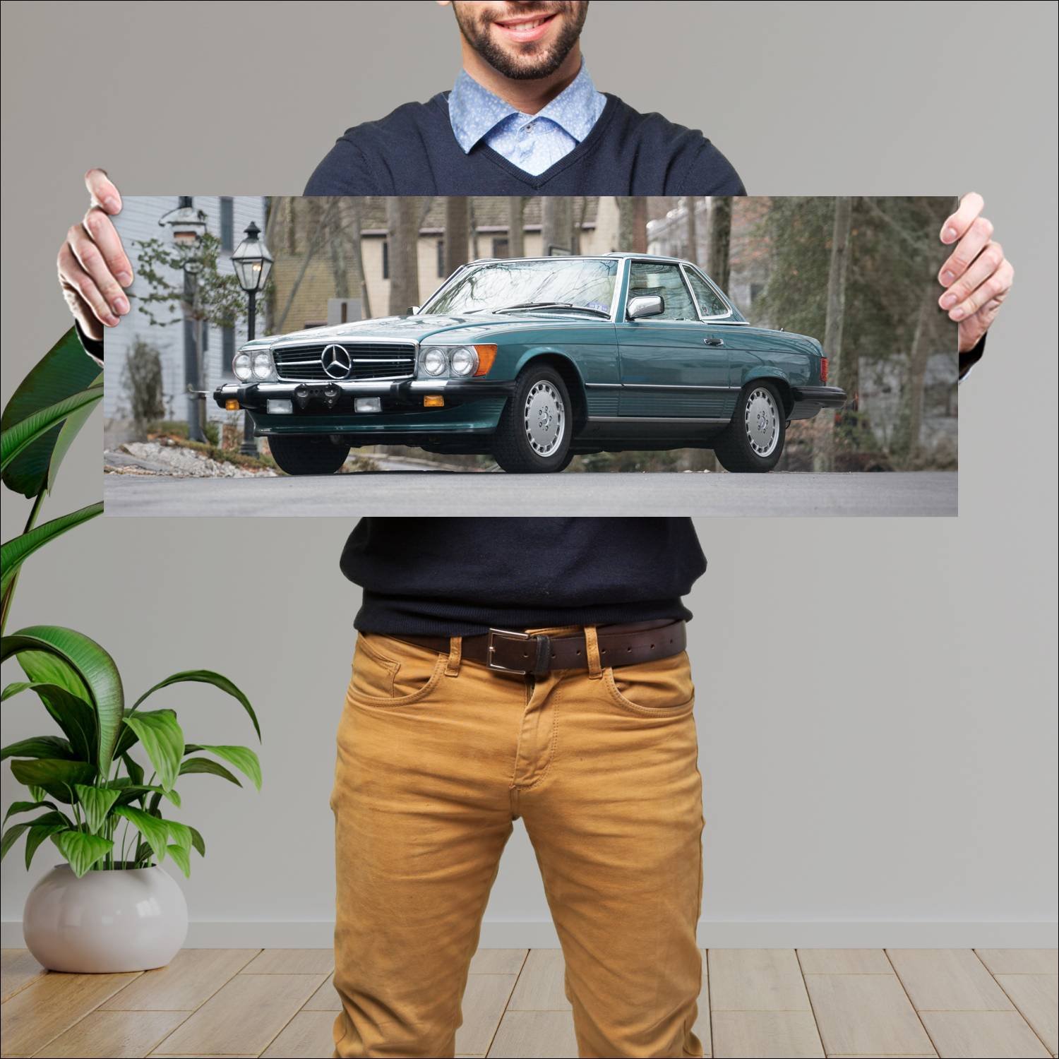 Cuadro grande 30x80cm 1985 mercedes benz 560 sl us 121 Mercedes Benz