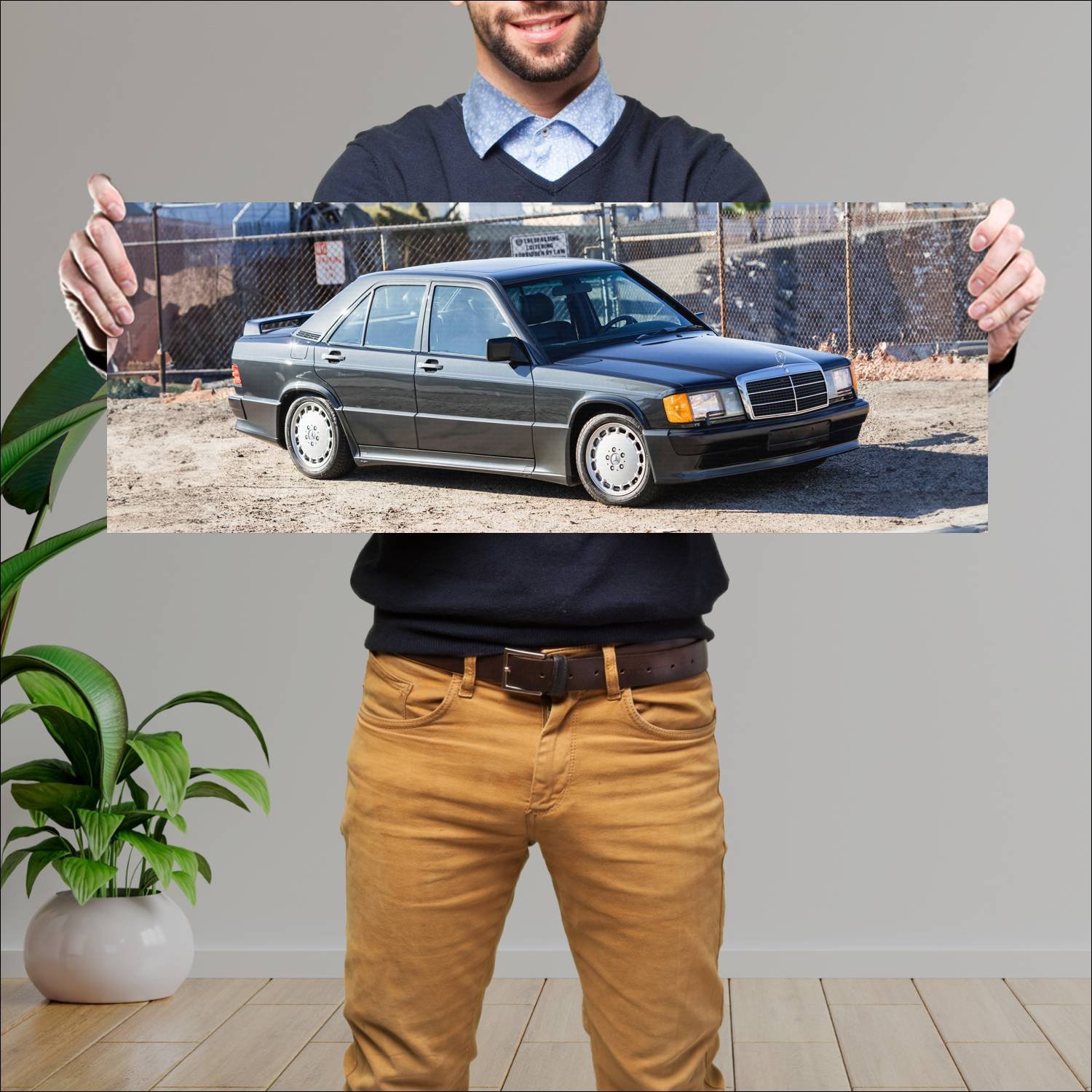 Cuadro grande 30x80cm 1986 mercedes benz 190 e 16v 122 Mercedes Benz