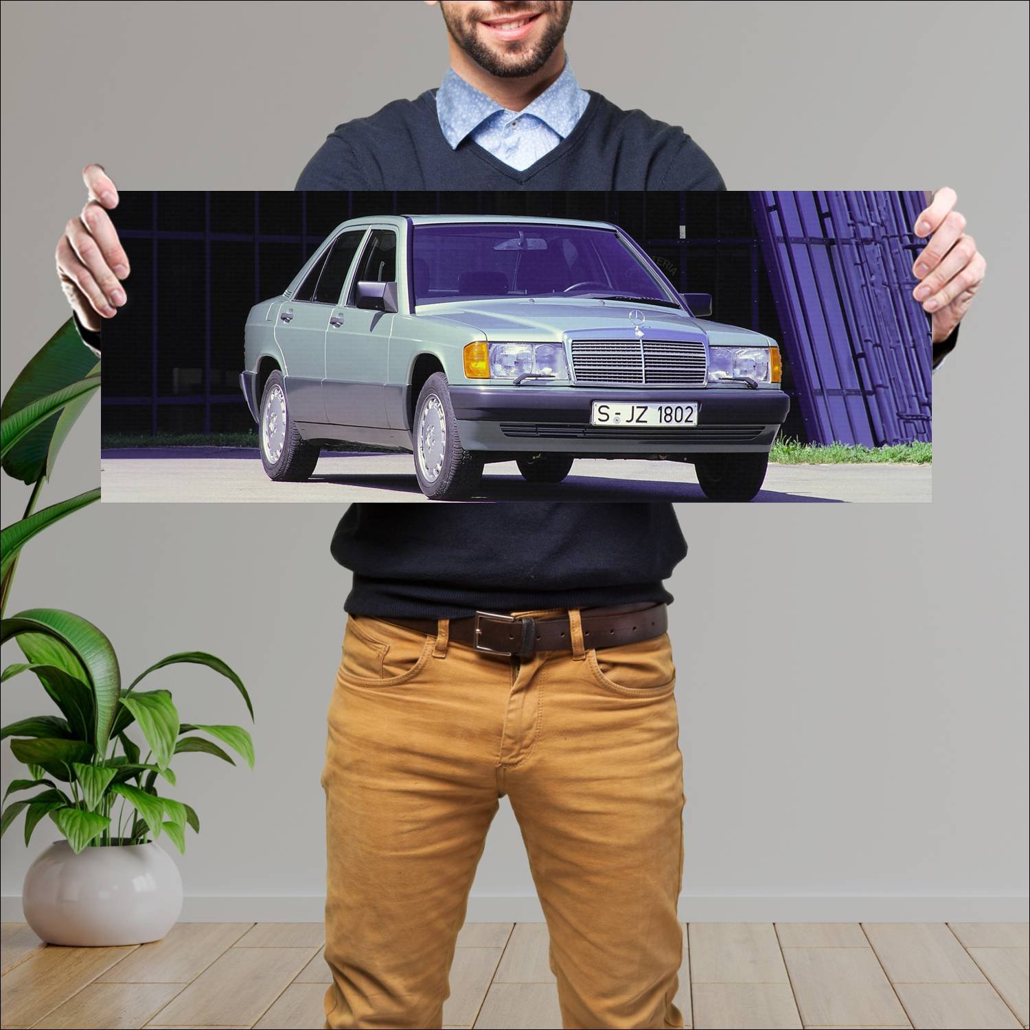 Cuadro grande 30x80cm 1988 mercedes benz 190 d 738 124 Mercedes Benz