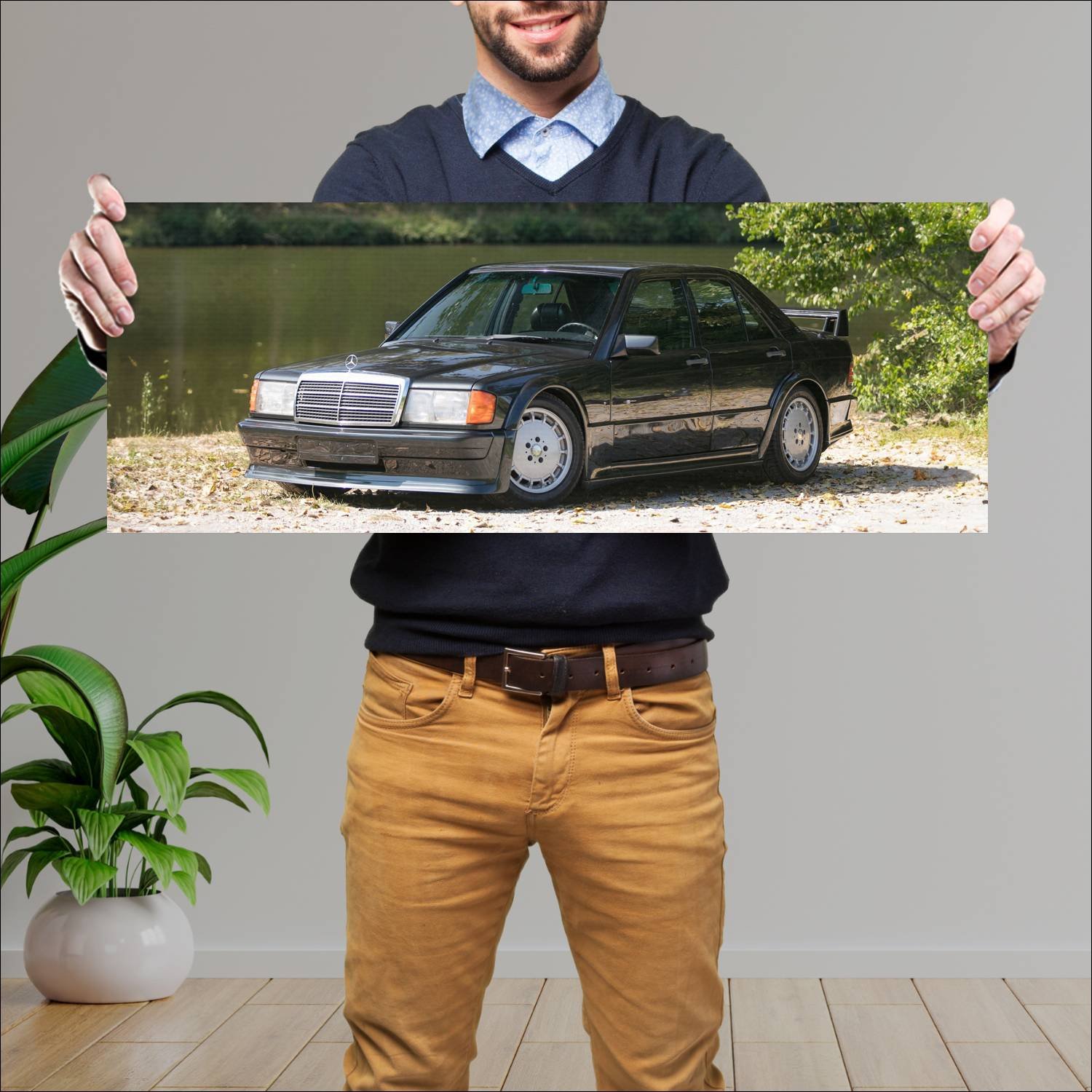 Cuadro grande 30x80cm 1989 mercedes benz 190 e 16v 126 Mercedes Benz