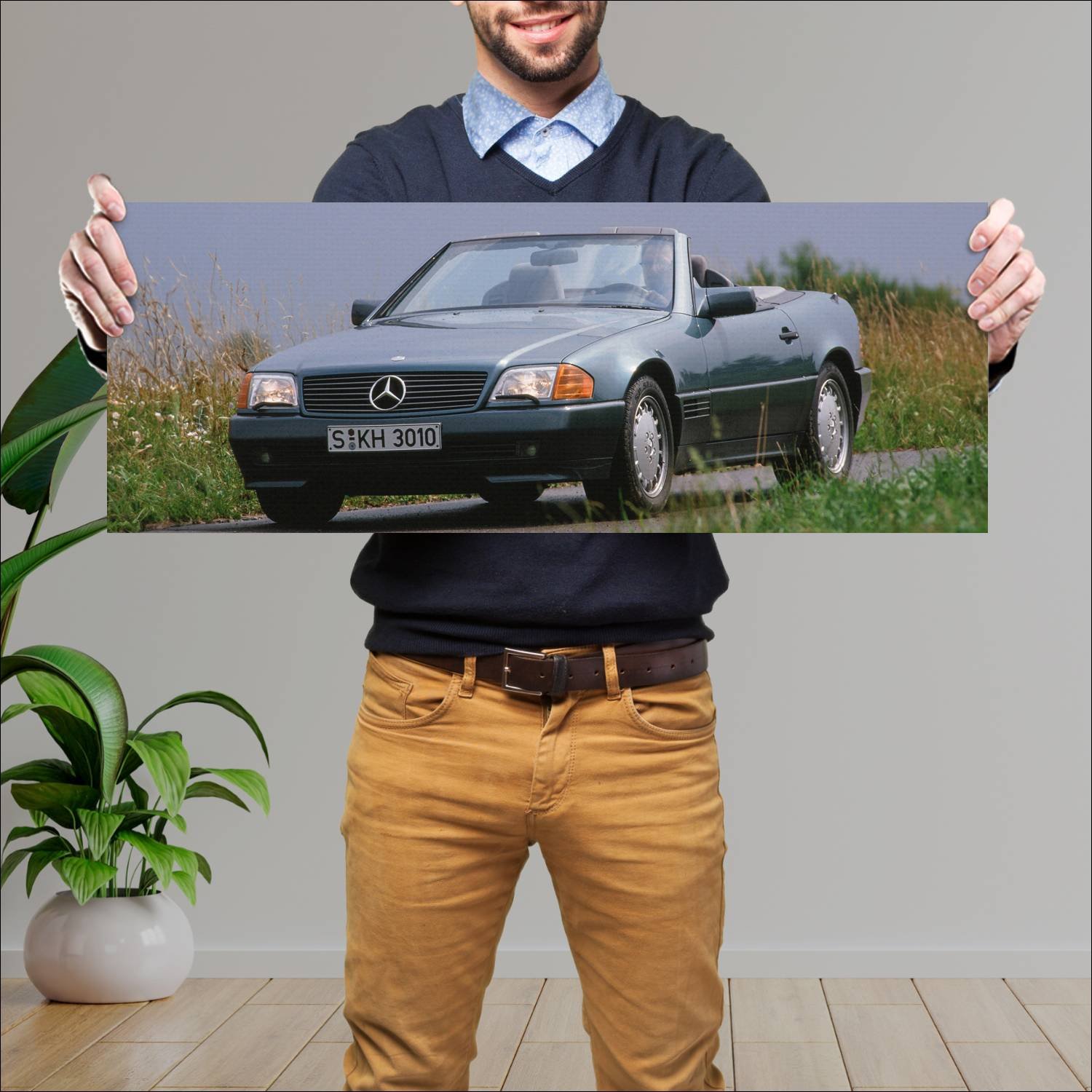Cuadro grande 30x80cm 1989 mercedes benz 300 sl 73 127 Mercedes Benz