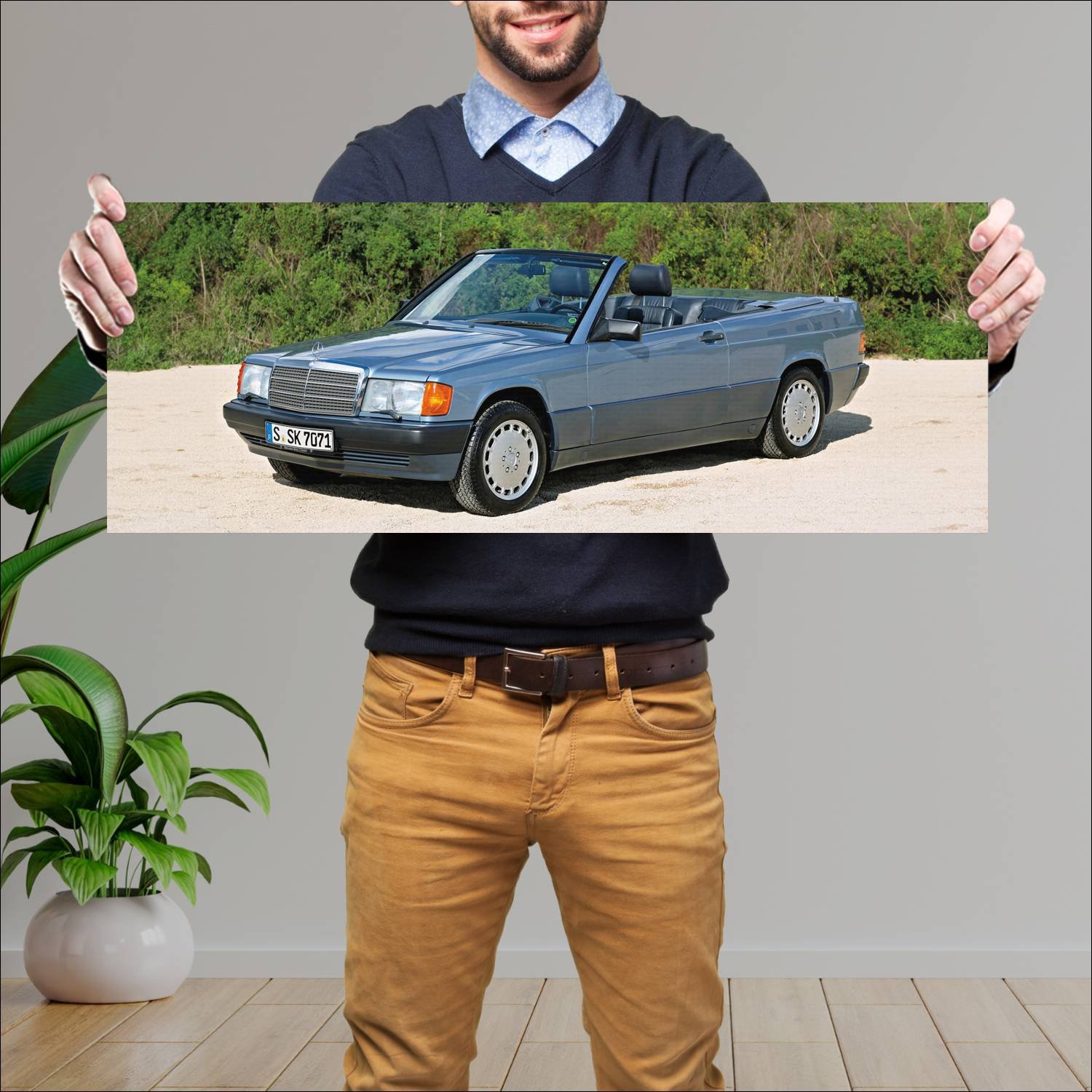 Cuadro grande 30x80cm 1990 mercedes benz 190 e cab 128 Mercedes Benz