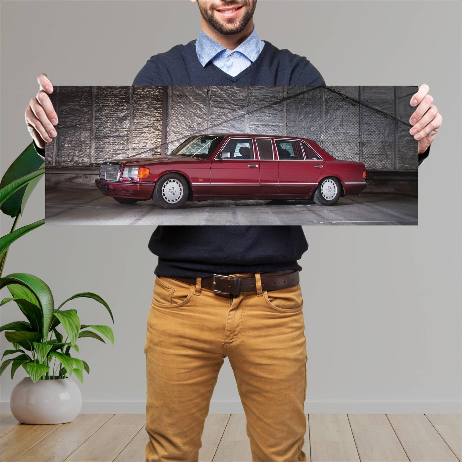 Cuadro grande 30x80cm 1990 mercedes benz 560 sel l 130 Mercedes Benz