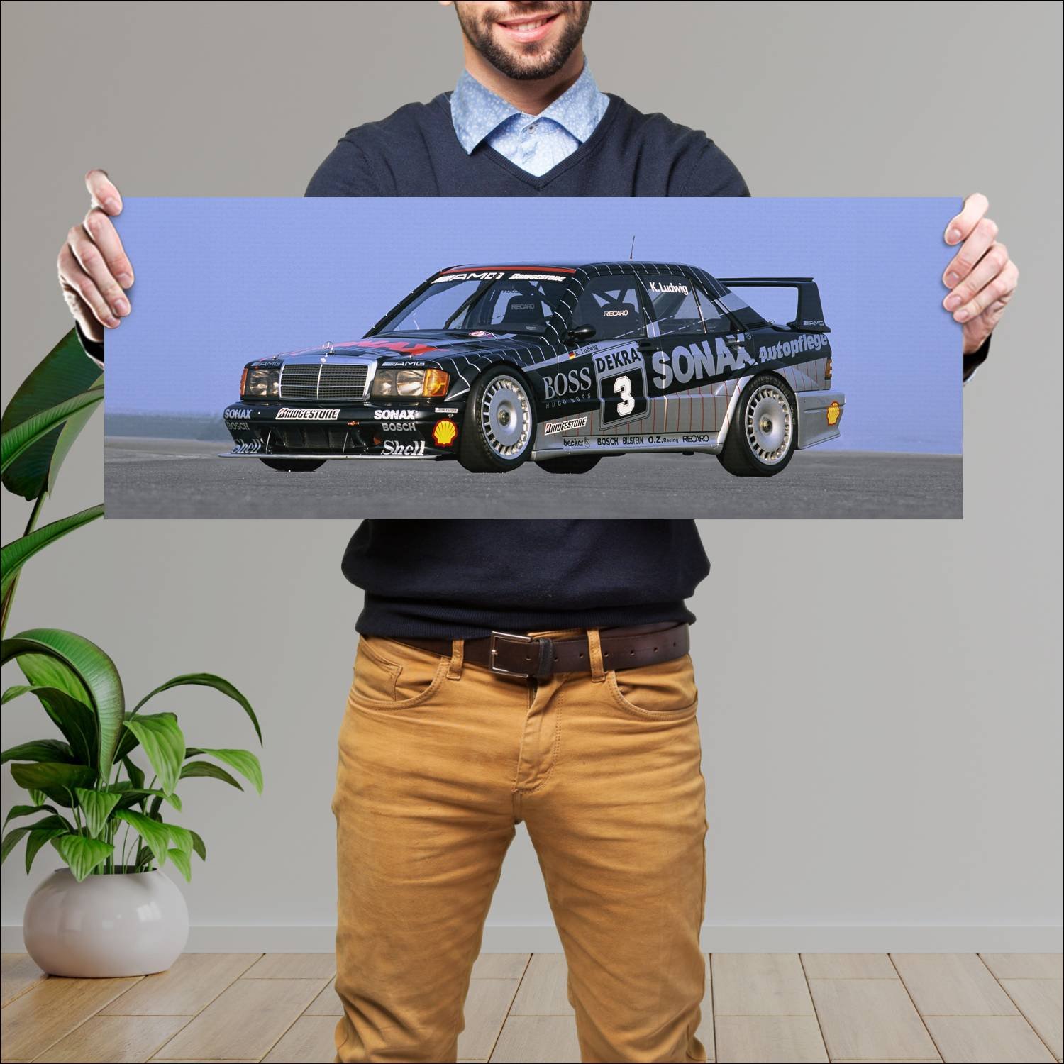 Cuadro grande 30x80cm 1991 mercedes benz 190 e 16v 131 Mercedes Benz