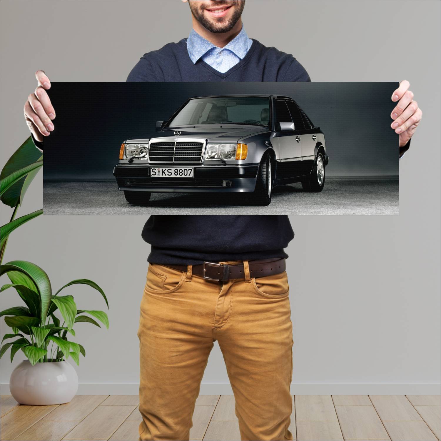 Cuadro grande 30x80cm 1991 mercedes benz 500 e 736 134 Mercedes Benz