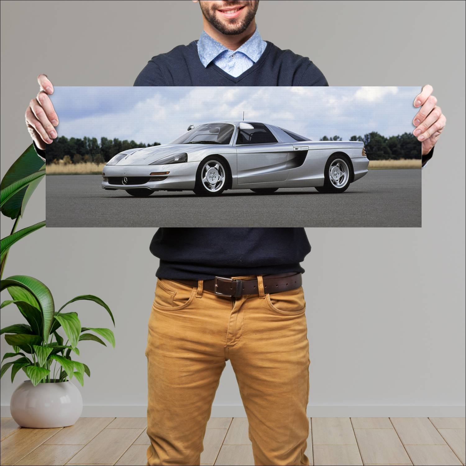 Cuadro grande 30x80cm 1991 mercedes benz c 112 741 138 Mercedes Benz