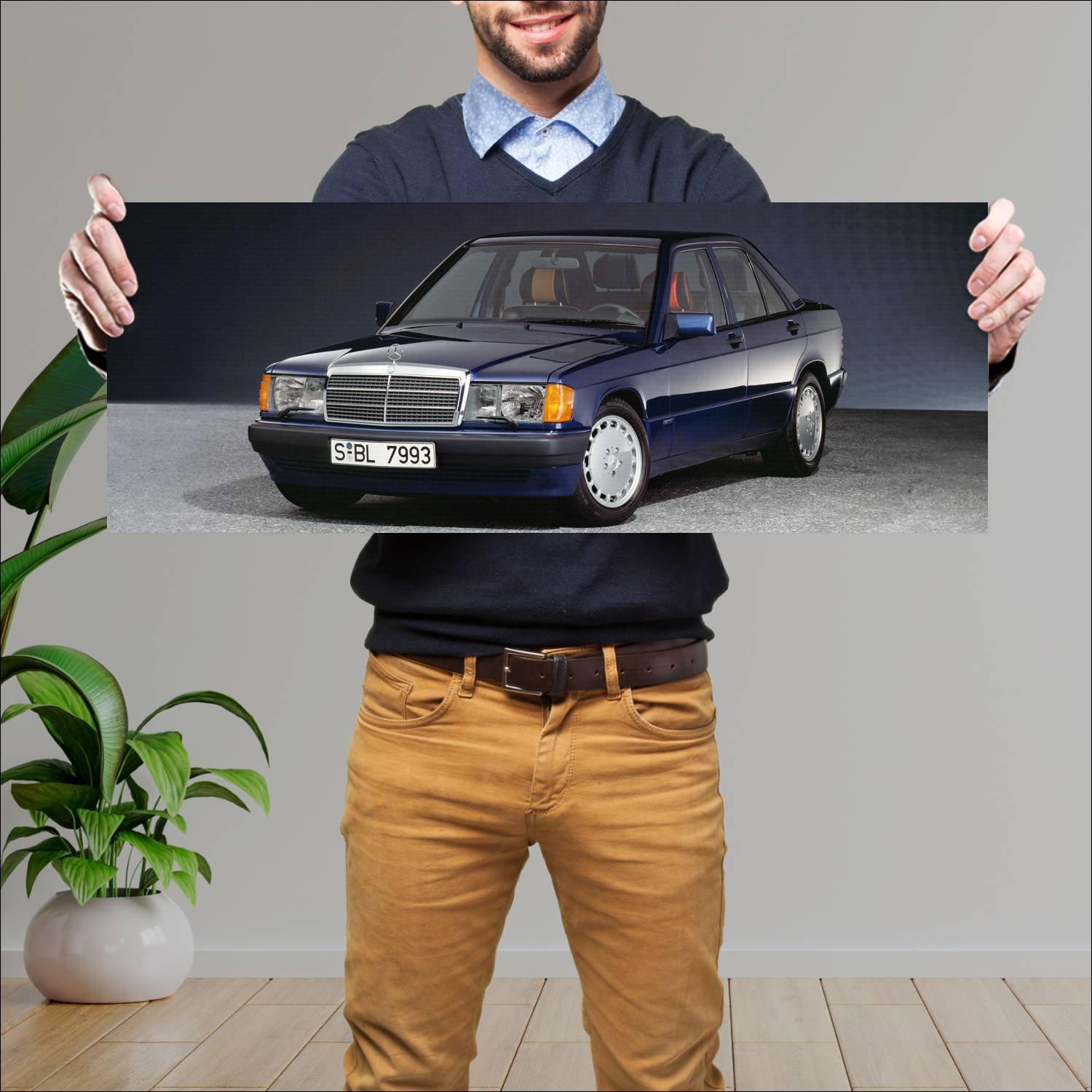Cuadro grande 30x80cm 1992 mercedes benz 190 e azz 140 Mercedes Benz