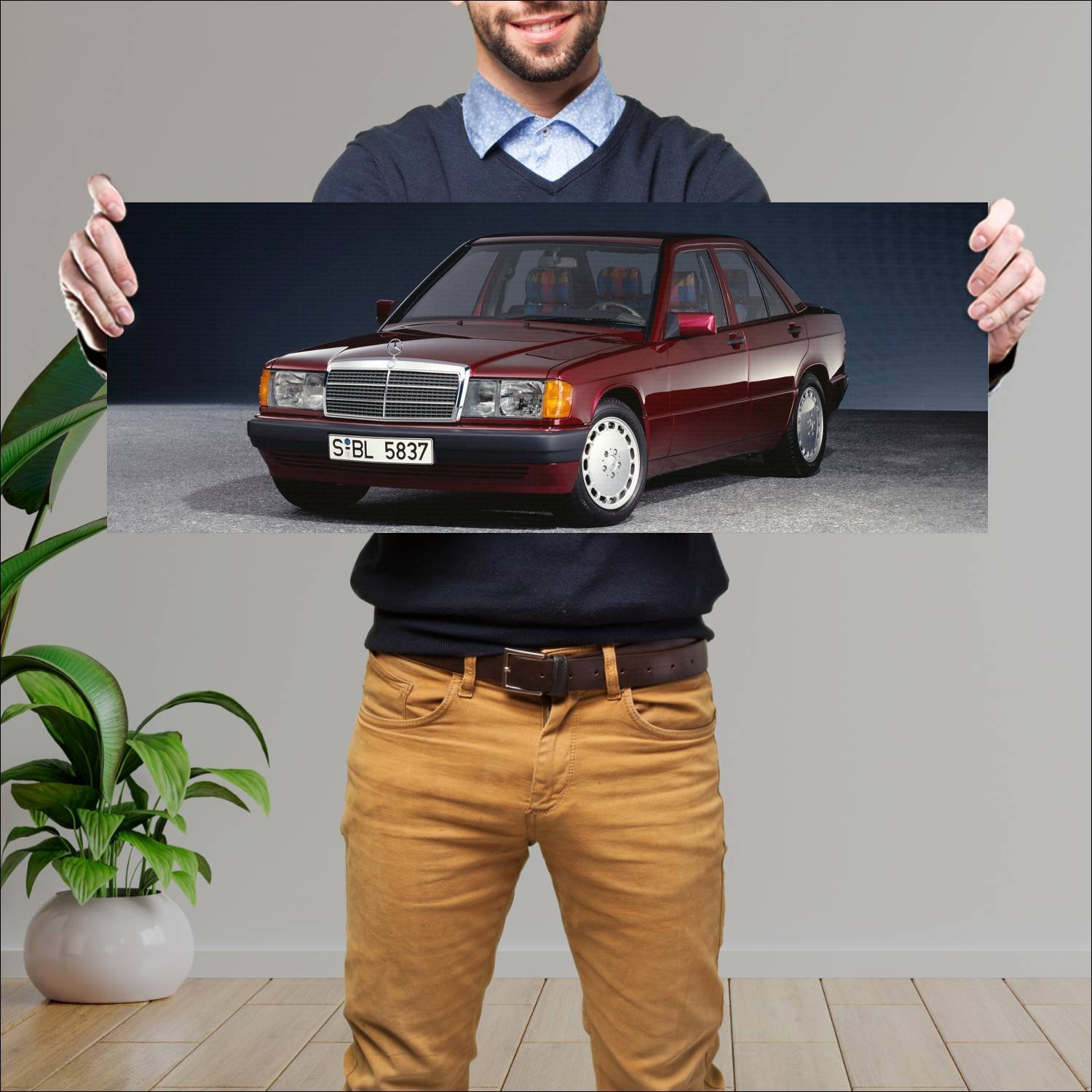Cuadro grande 30x80cm 1992 mercedes benz 190 e ros 141 Mercedes Benz