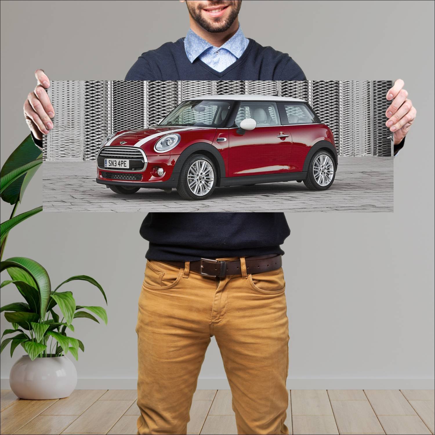 Cuadro grande 30x80cm 2014 mini cooper auto 185 Mini