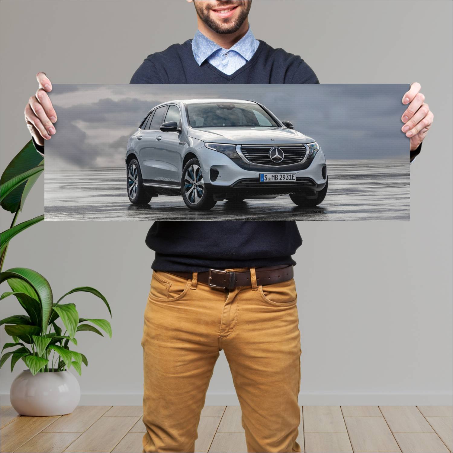 Cuadro grande 30x80cm 2019 mercedes benz eqc auto 209 Mercedes Benz
