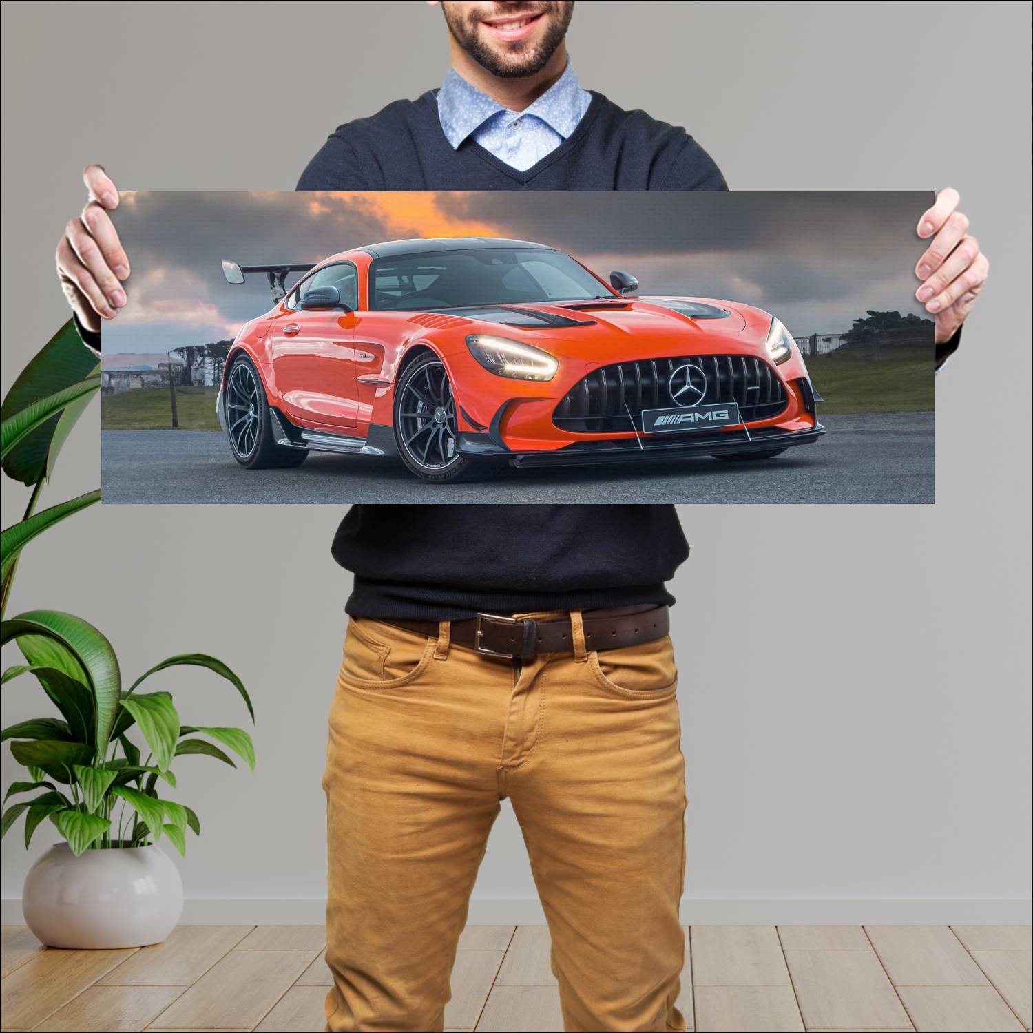 Cuadro grande 30x80cm 2021 mercedes amg gt black s 495 Mercedes Benz