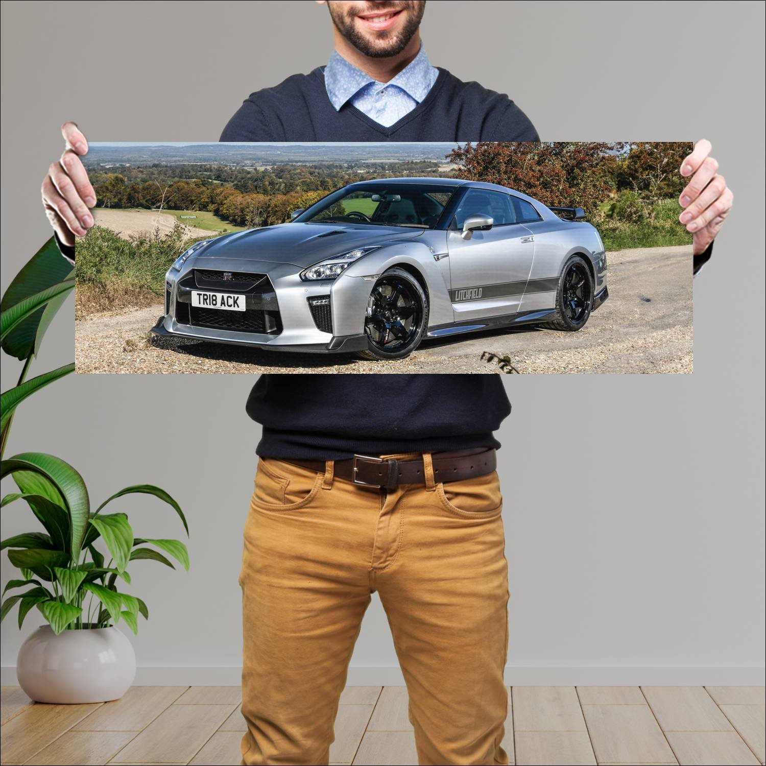 Cuadro grande 30x80cm 2018 nissan gt r track editi 187 Nissan