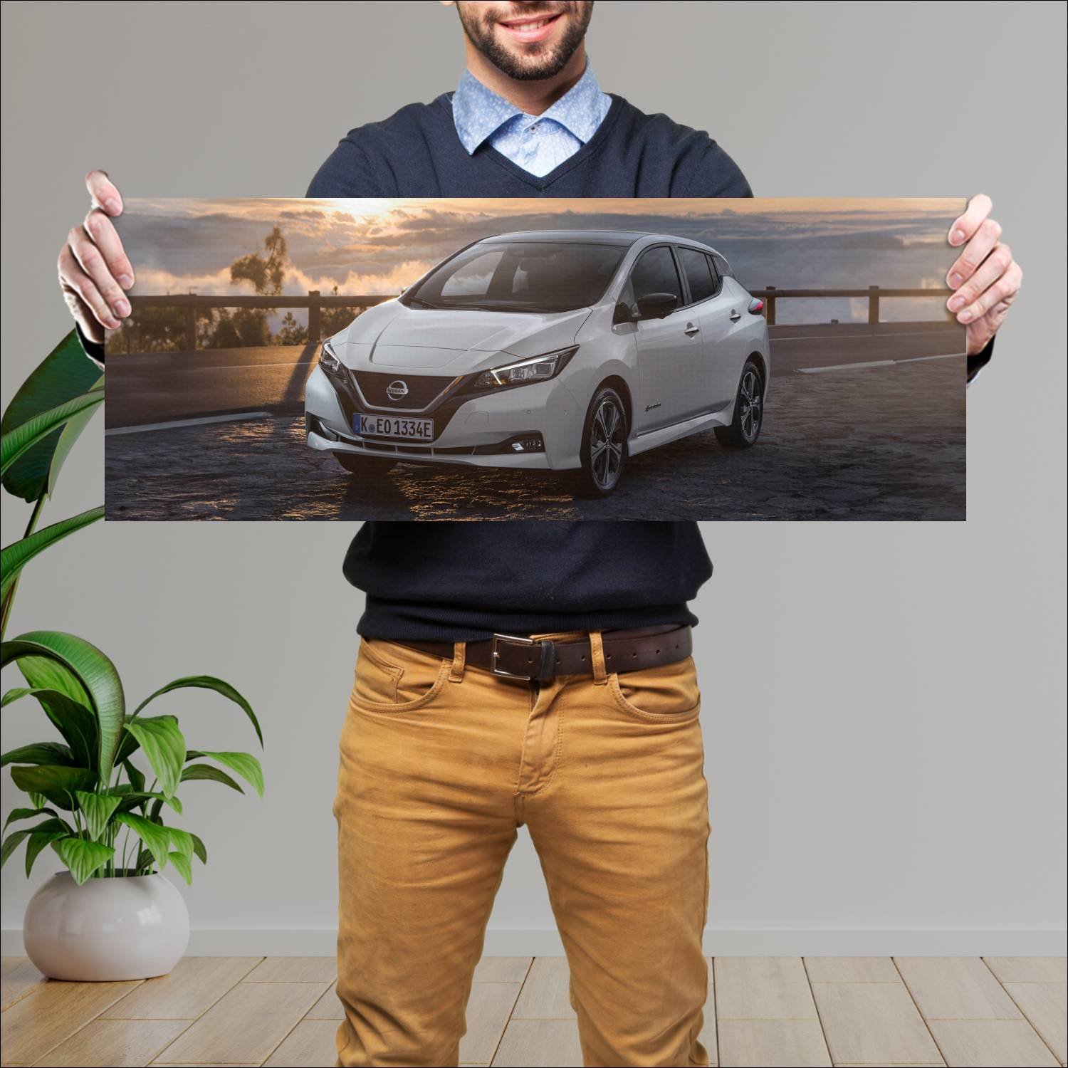 Cuadro grande 30x80cm 2018 nissan leaf auto 194 Nissan