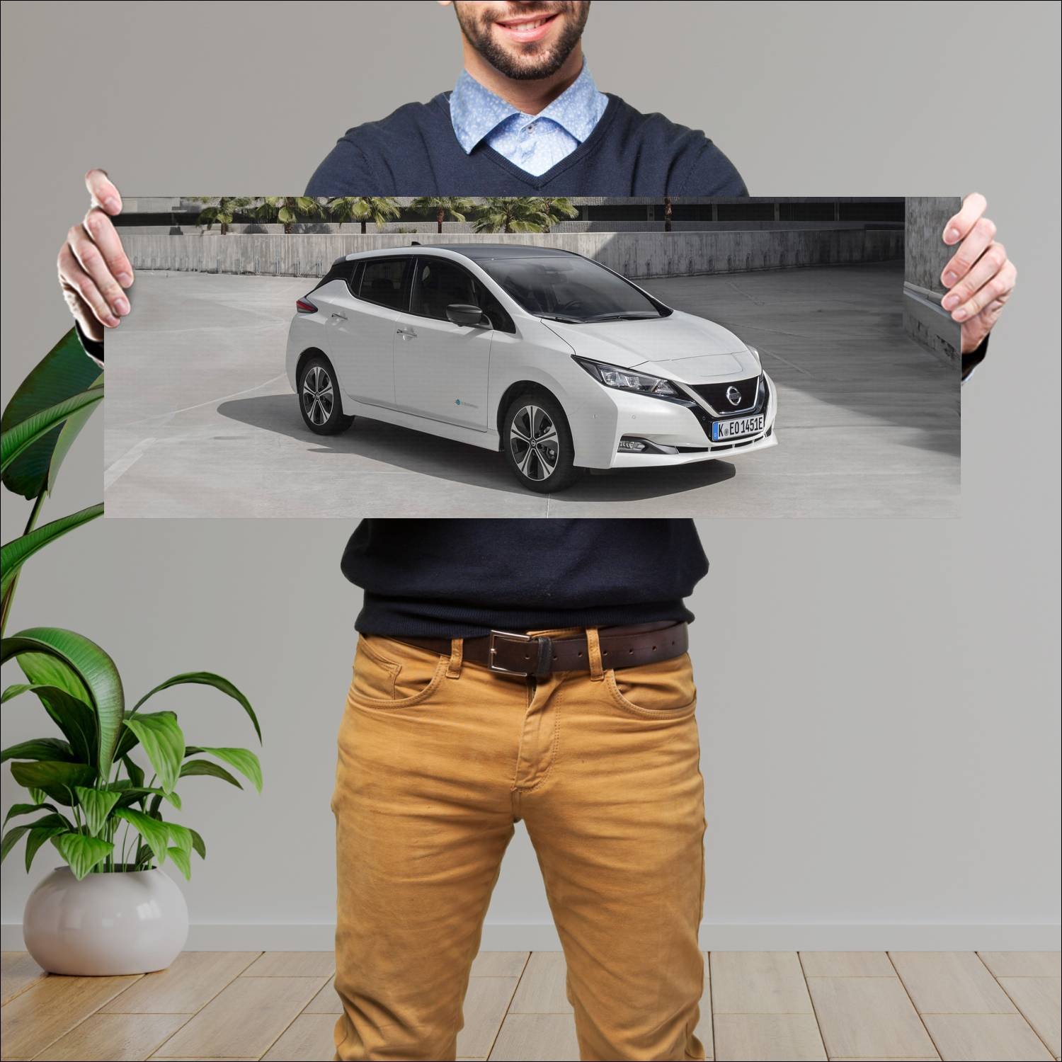 Cuadro grande 30x80cm 2018 nissan leaf auto 195 Nissan