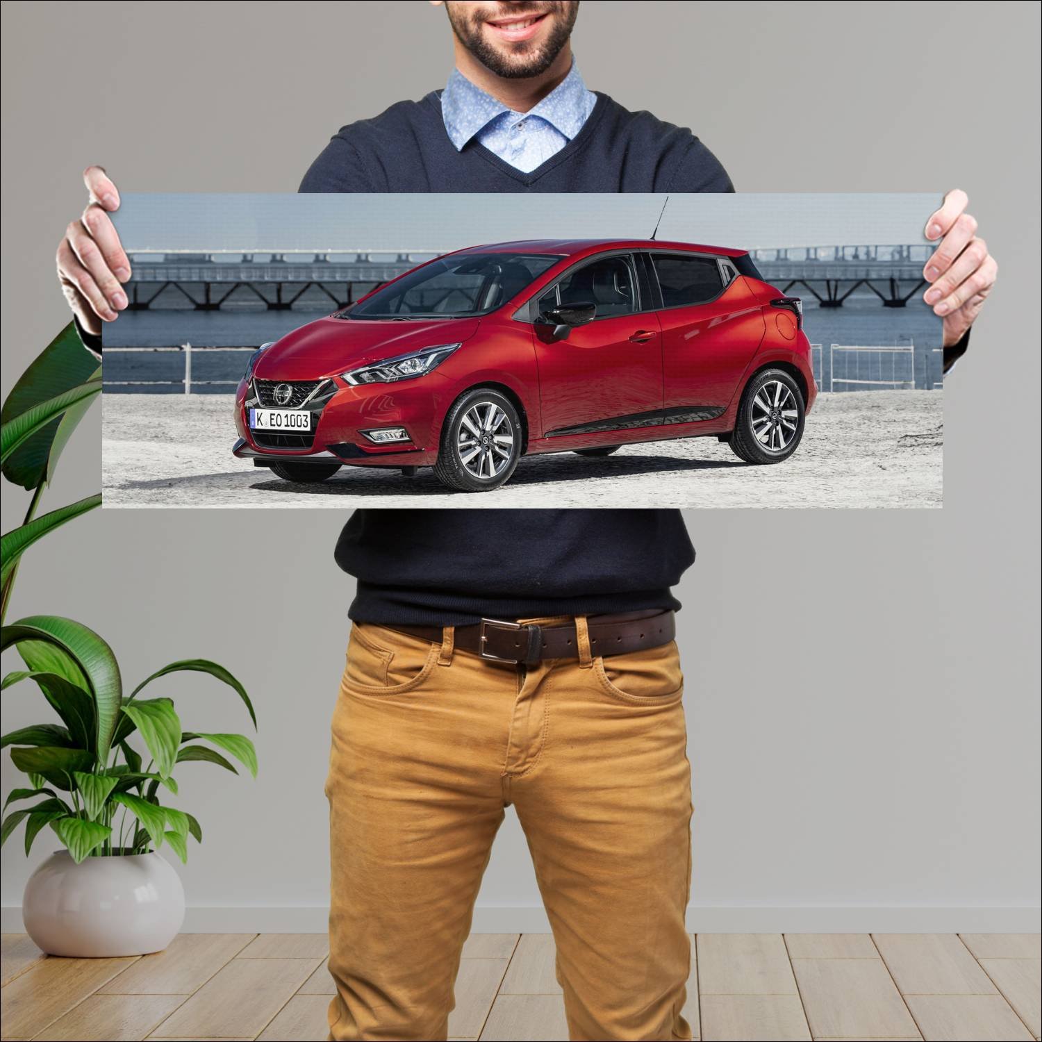 Cuadro grande 30x80cm 2019 nissan micra auto 221 Nissan