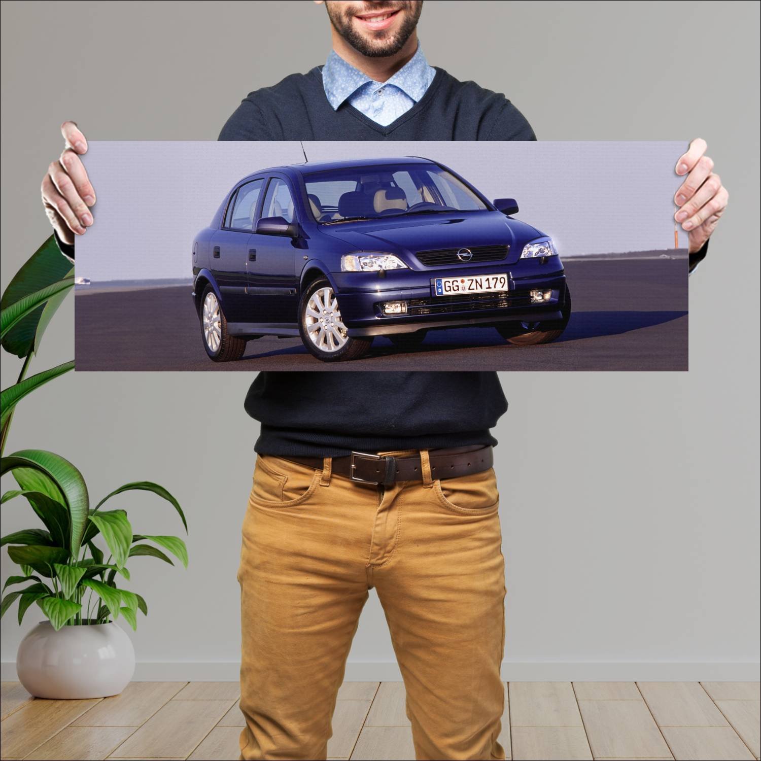 Cuadro grande 30x80cm 1998 opel astra 5 door auto 283 Opel