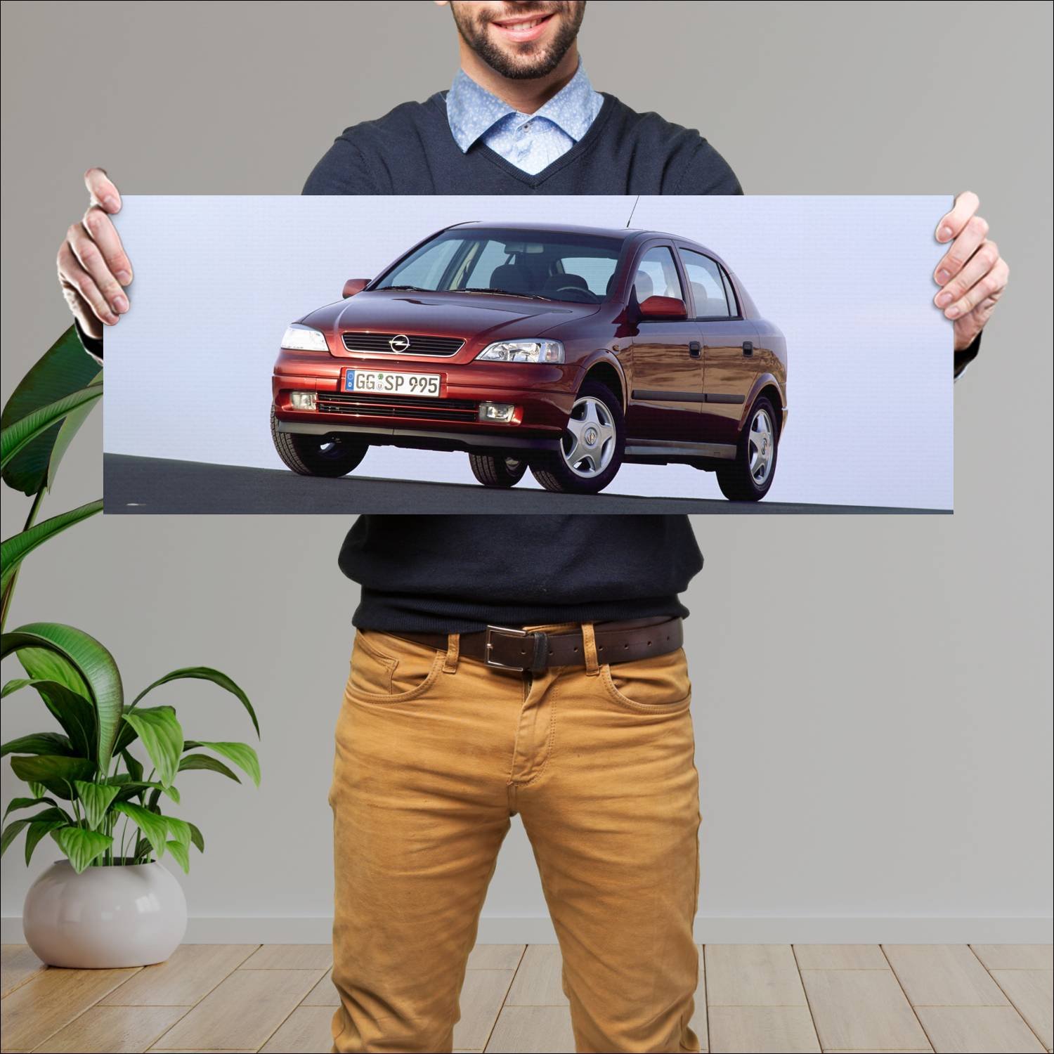 Cuadro grande 30x80cm 1998 opel astra 5 door auto 285 Opel