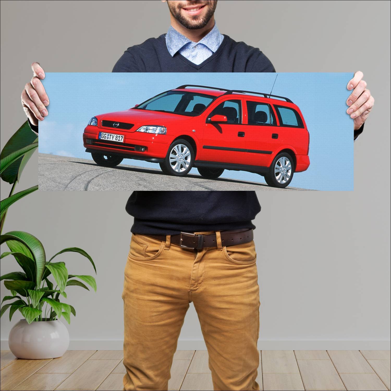 Cuadro grande 30x80cm 1998 opel astra caravan Opel