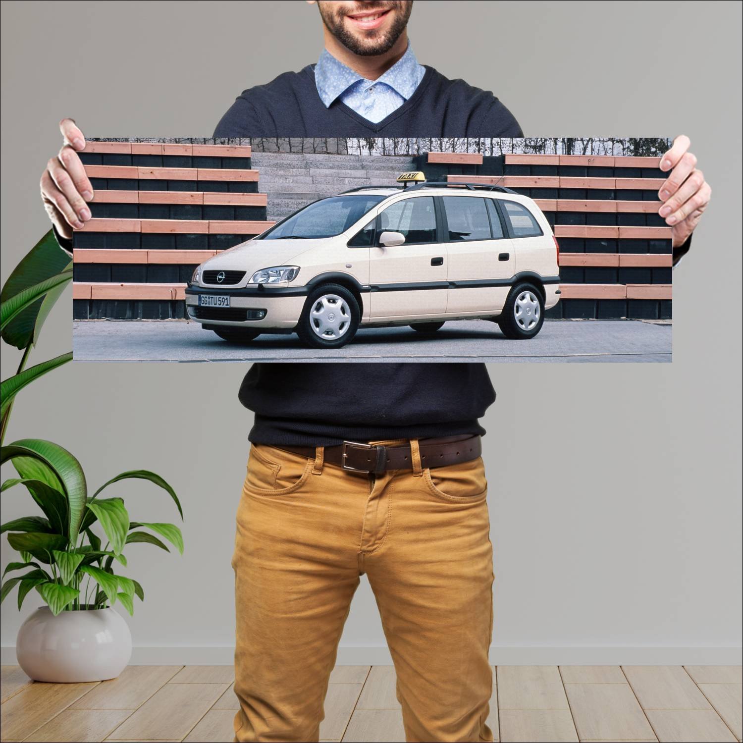 Cuadro grande 30x80cm 1999 opel zafira taxi auto 317 Opel