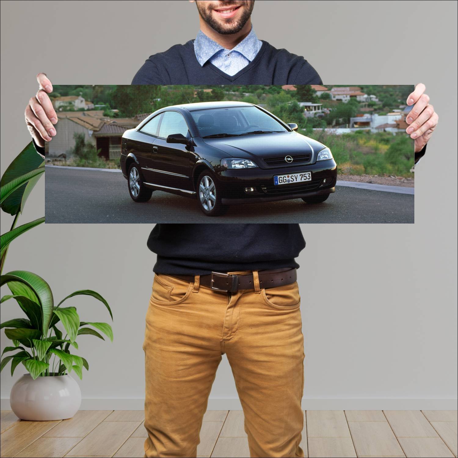 Cuadro grande 30x80cm 2000 opel astra coupe auto 320 Opel